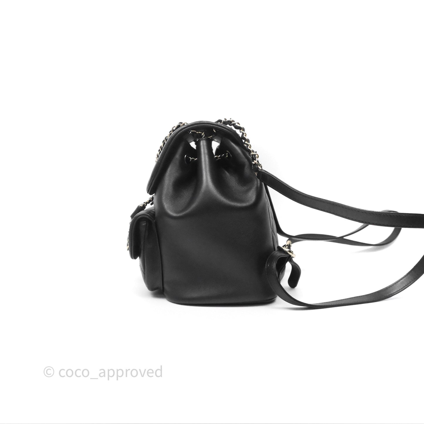 Chanel Quilted Large Duma Drawstring Backpack Black Calfskin