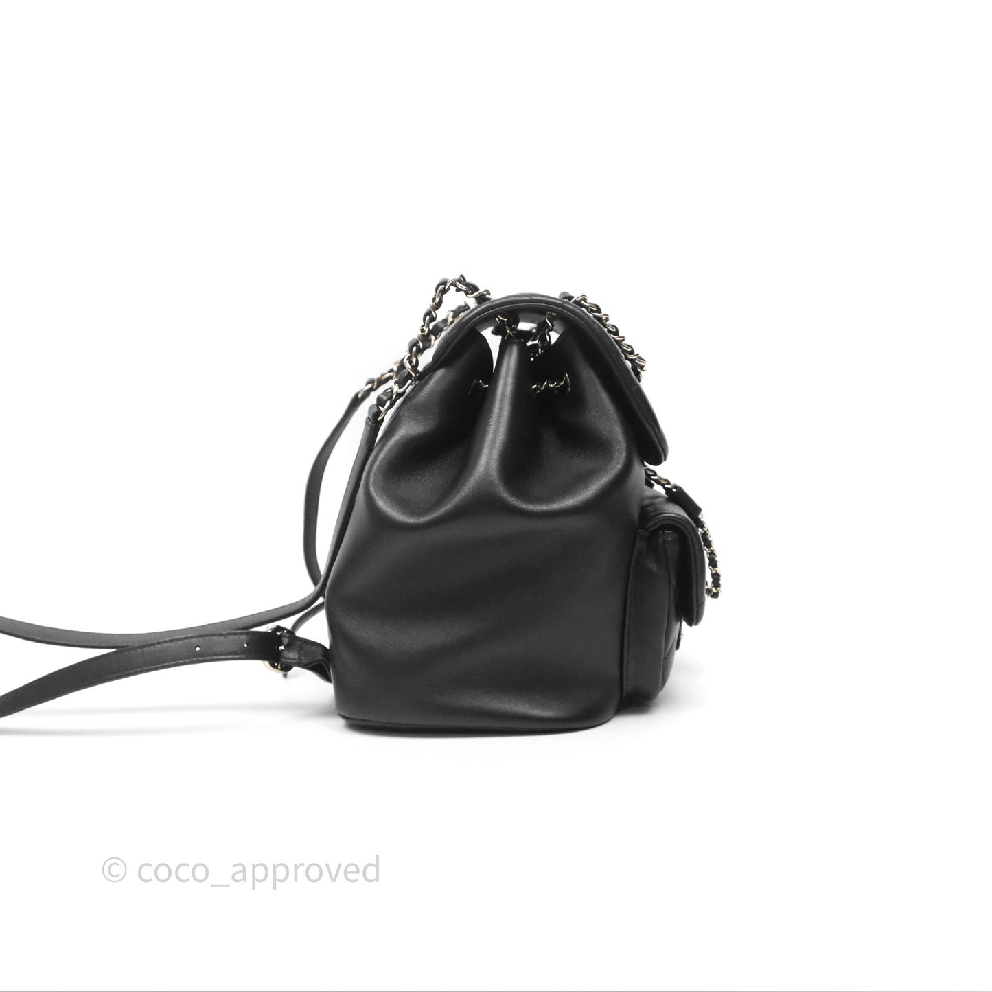 Chanel Quilted Large Duma Drawstring Backpack Black Calfskin