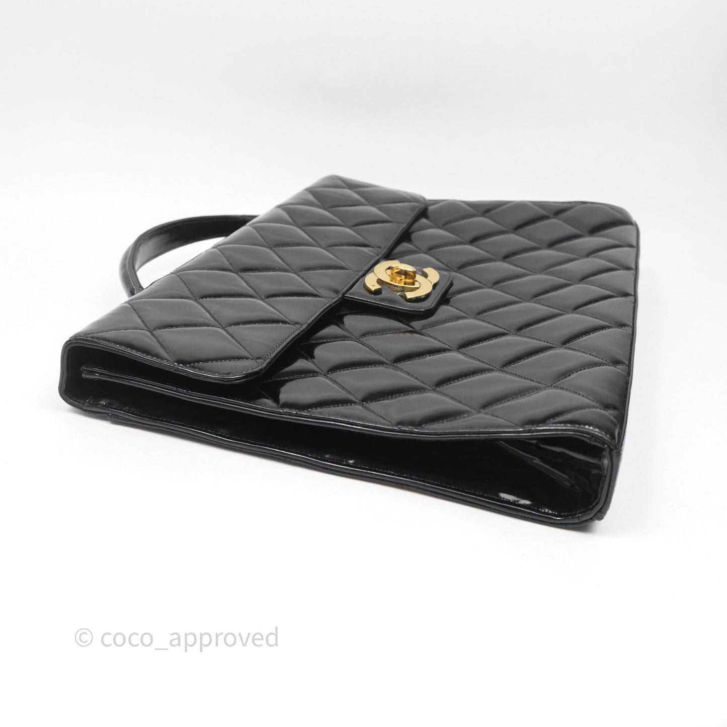 Chanel Vintage Black Patent Handbag 24K Gold Hardware