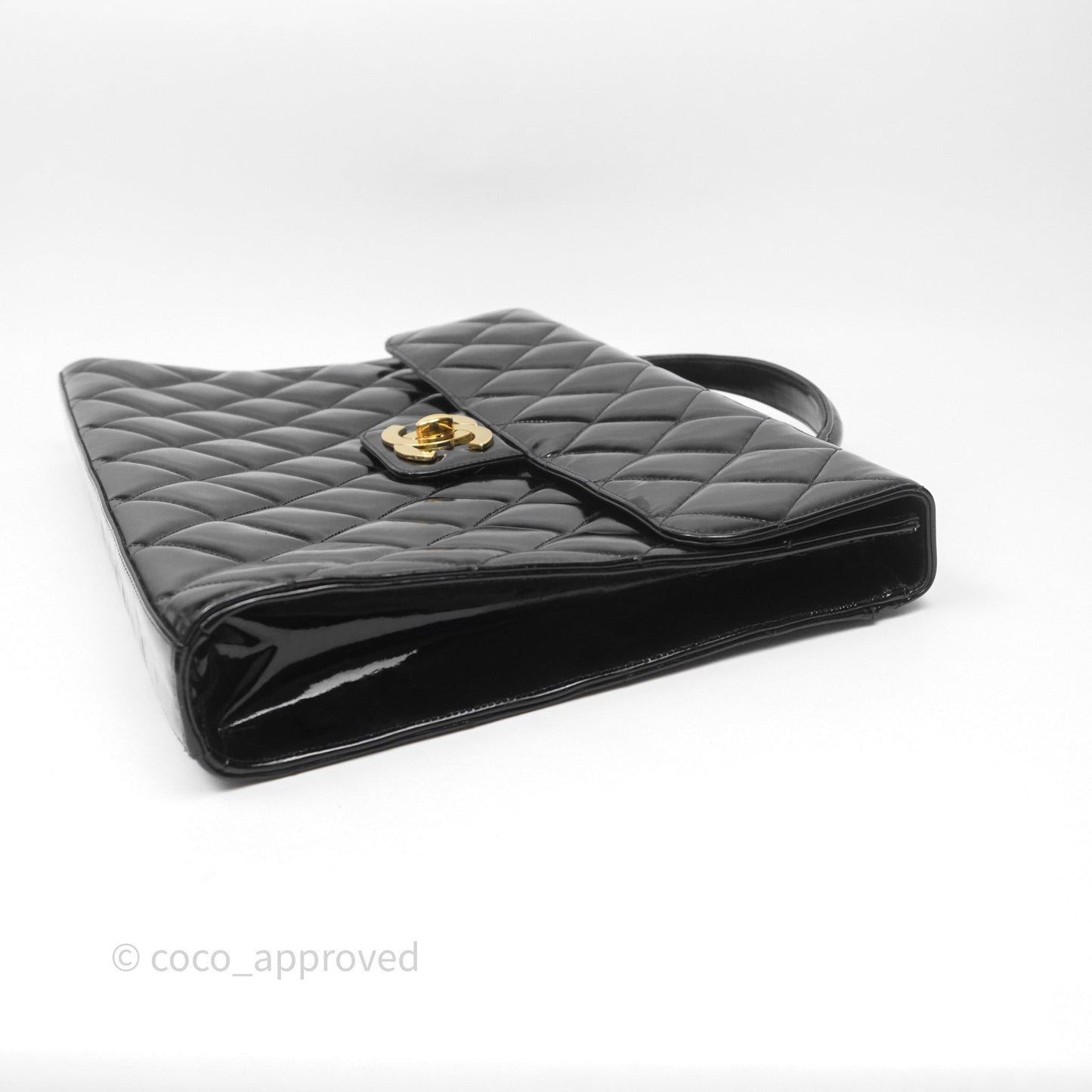 Chanel Vintage Black Patent Handbag 24K Gold Hardware
