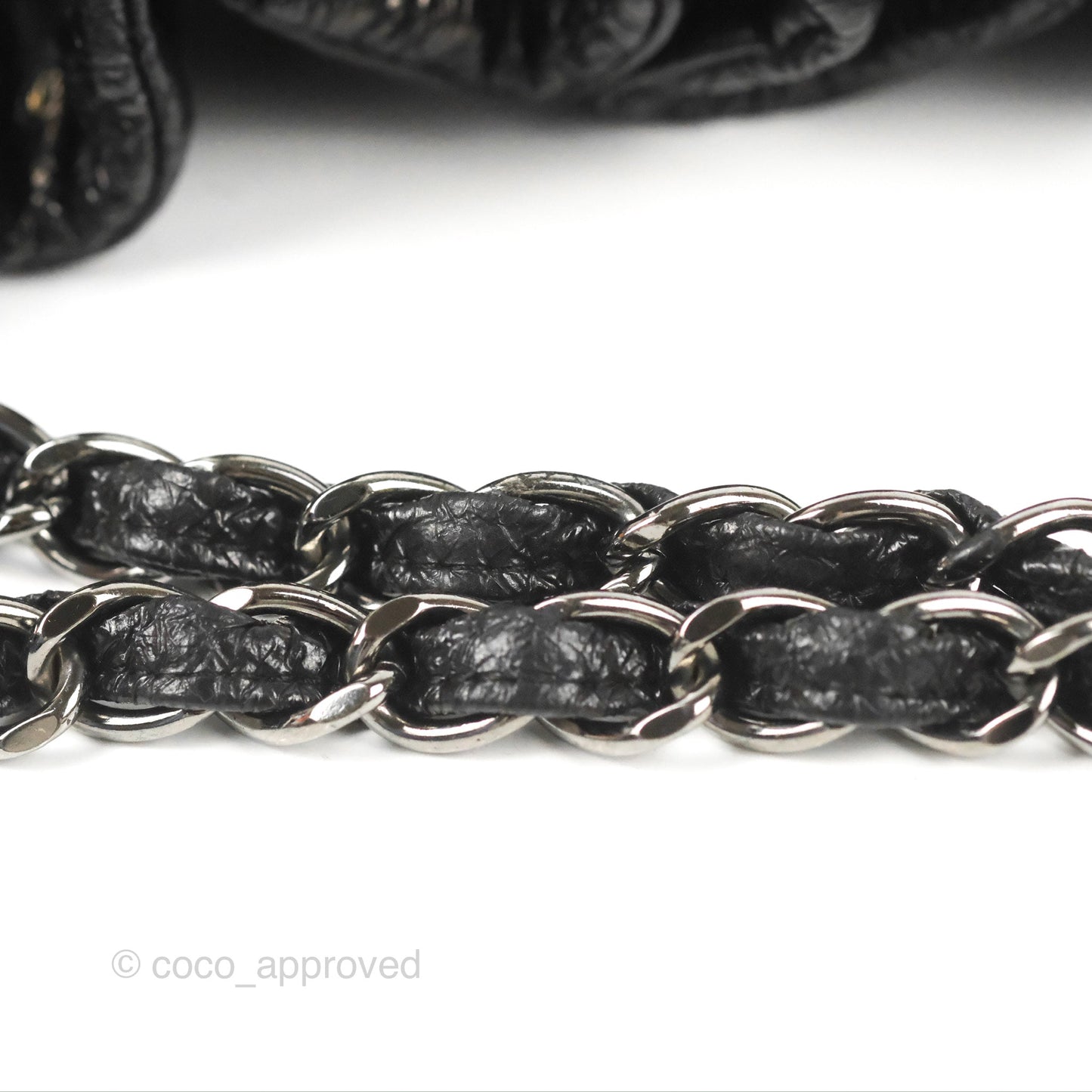 Chanel Rock In Moscow Tot Bag Black Glazed Crumpled Leather Silver Hardware