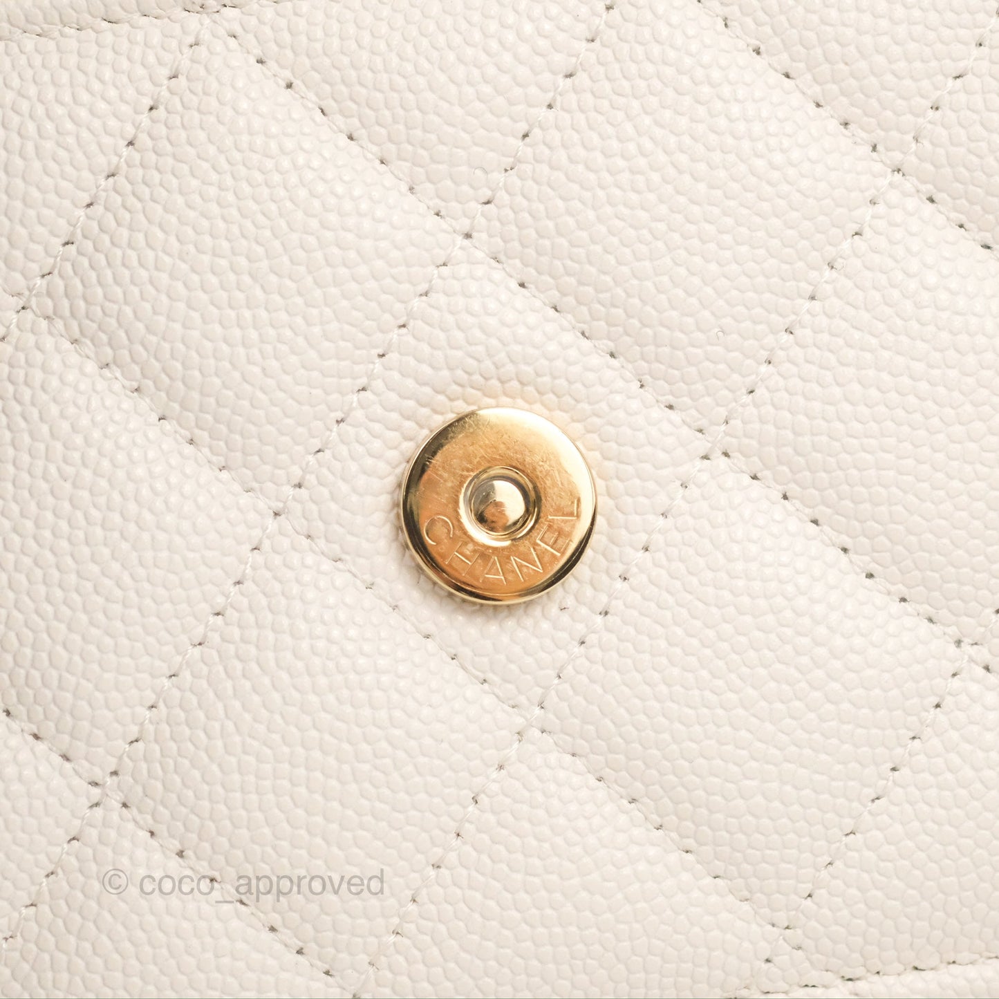 Chanel Quilted WOC White Caviar Gold Hardware With Charms