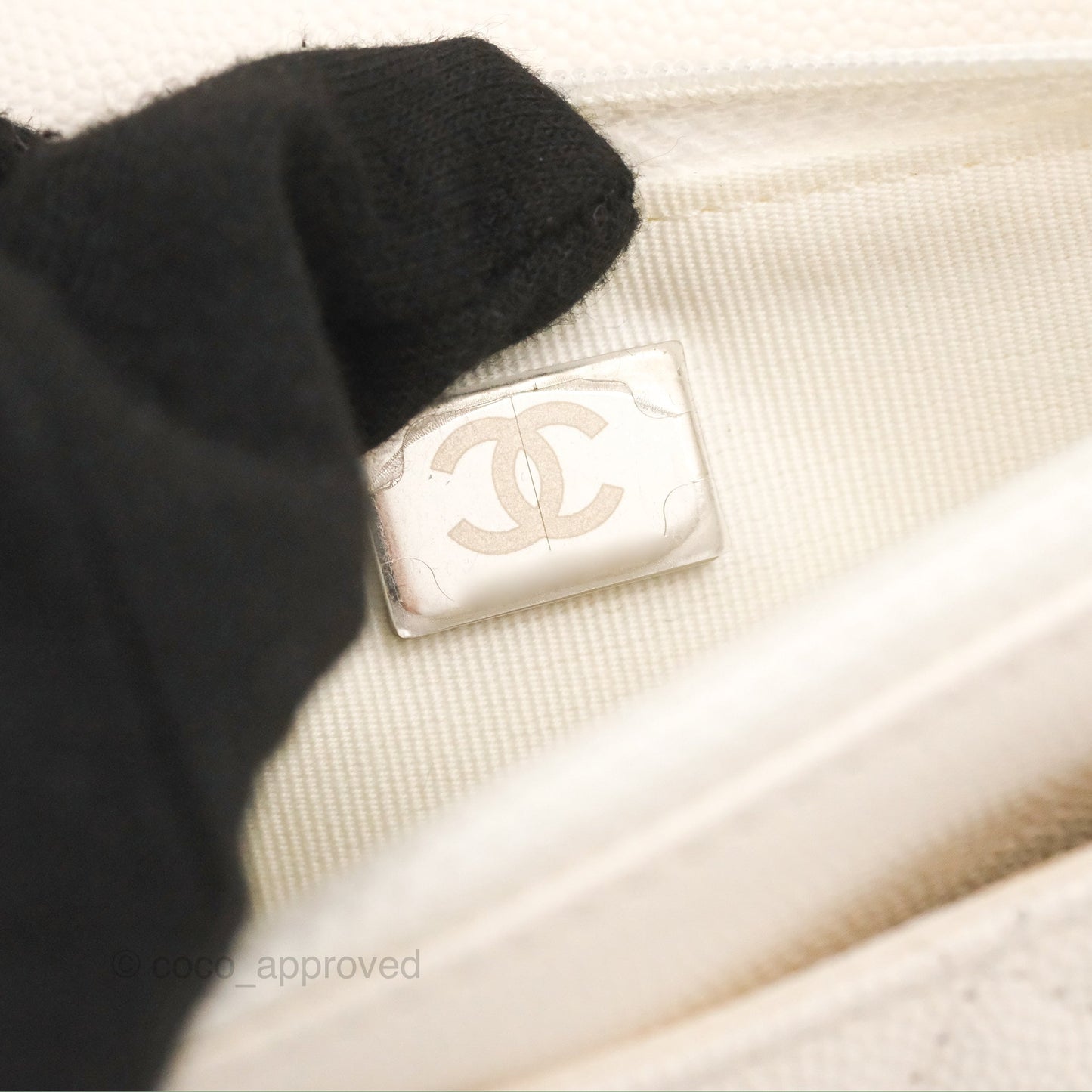 Chanel Quilted WOC White Caviar Gold Hardware With Charms