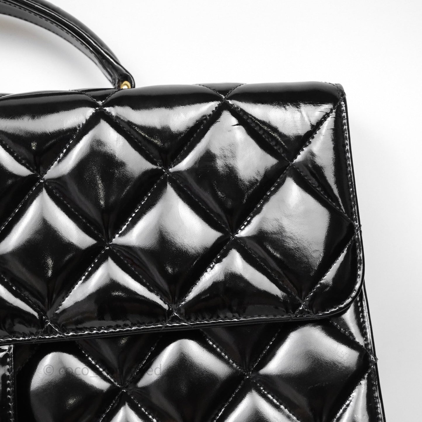 Chanel Vintage Black Patent Handbag 24K Gold Hardware