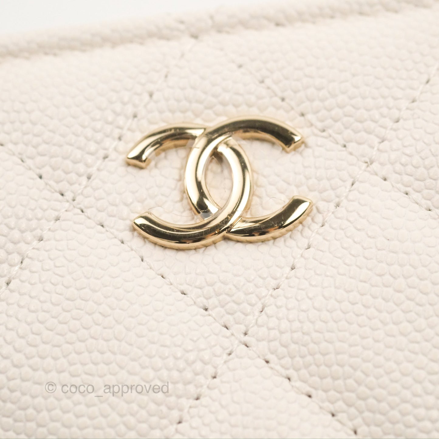 Chanel Quilted WOC White Caviar Gold Hardware With Charms
