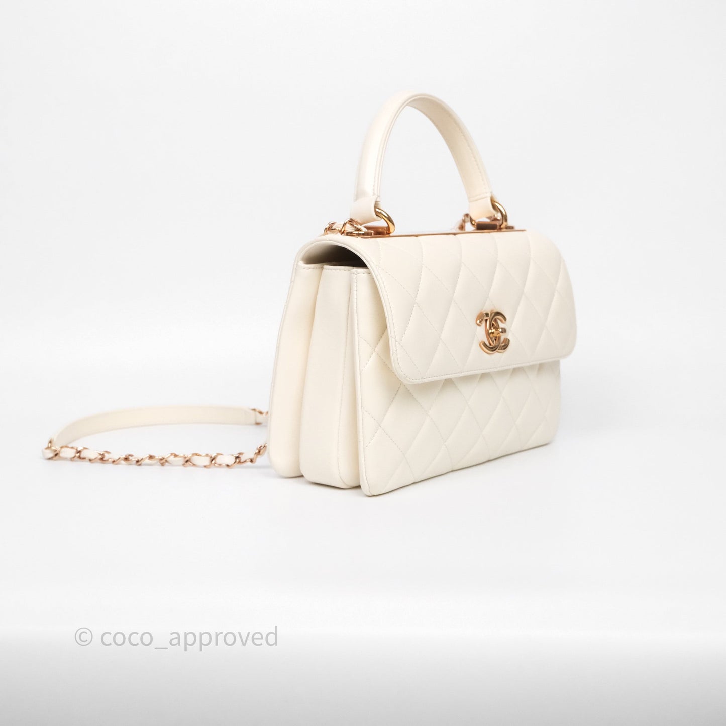 Chanel Small Trendy CC Ivory White Lambskin Rose Gold Hardware