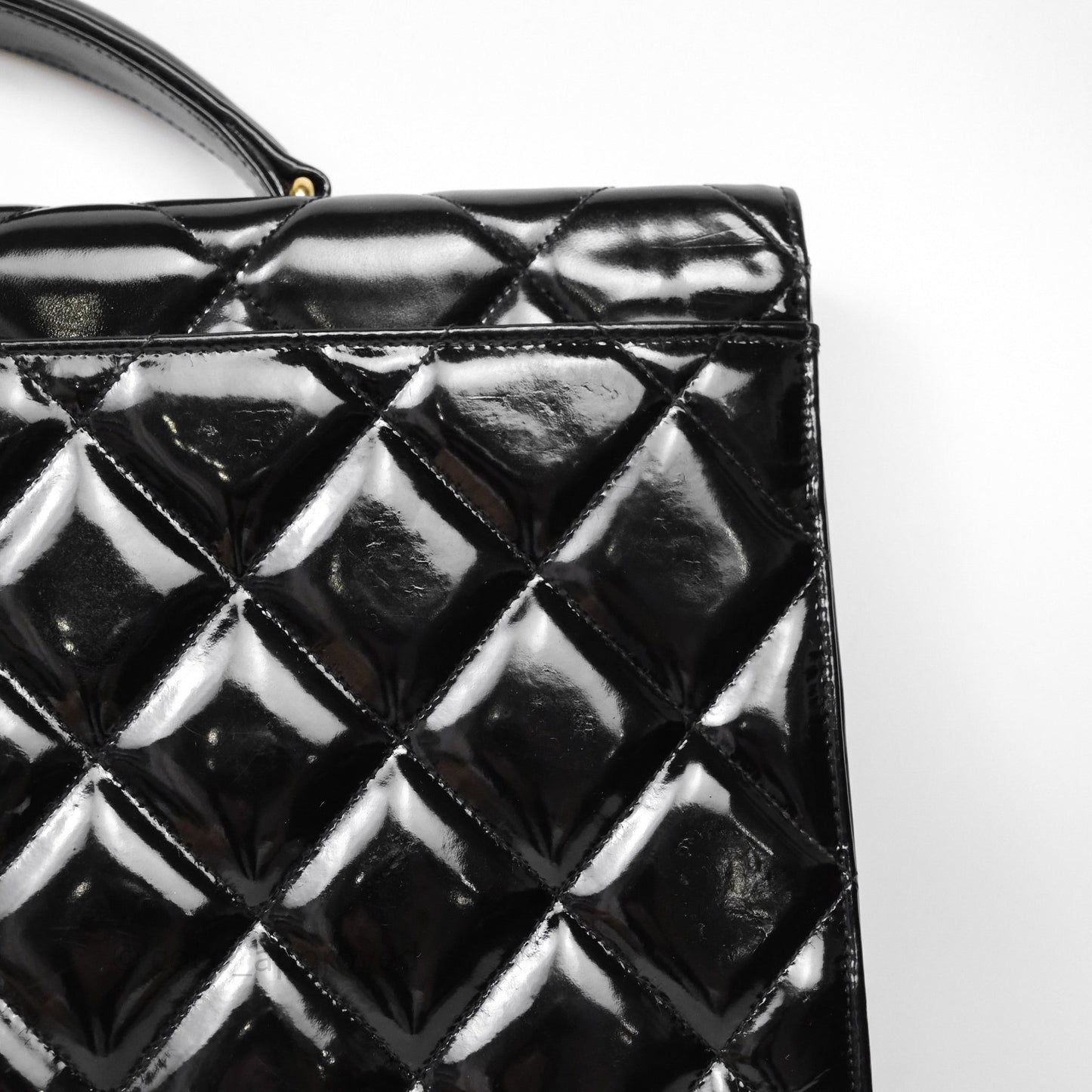 Chanel Vintage Black Patent Handbag 24K Gold Hardware