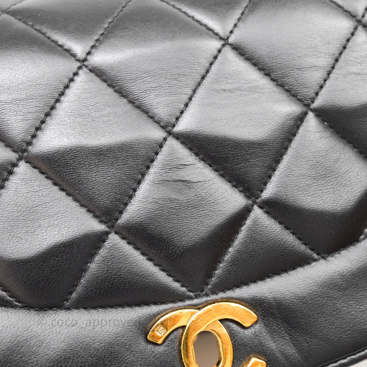 Chanel Vintage Quilted Small Classic Diana Flap Bag Black Lambskin 24K Gold Hardware