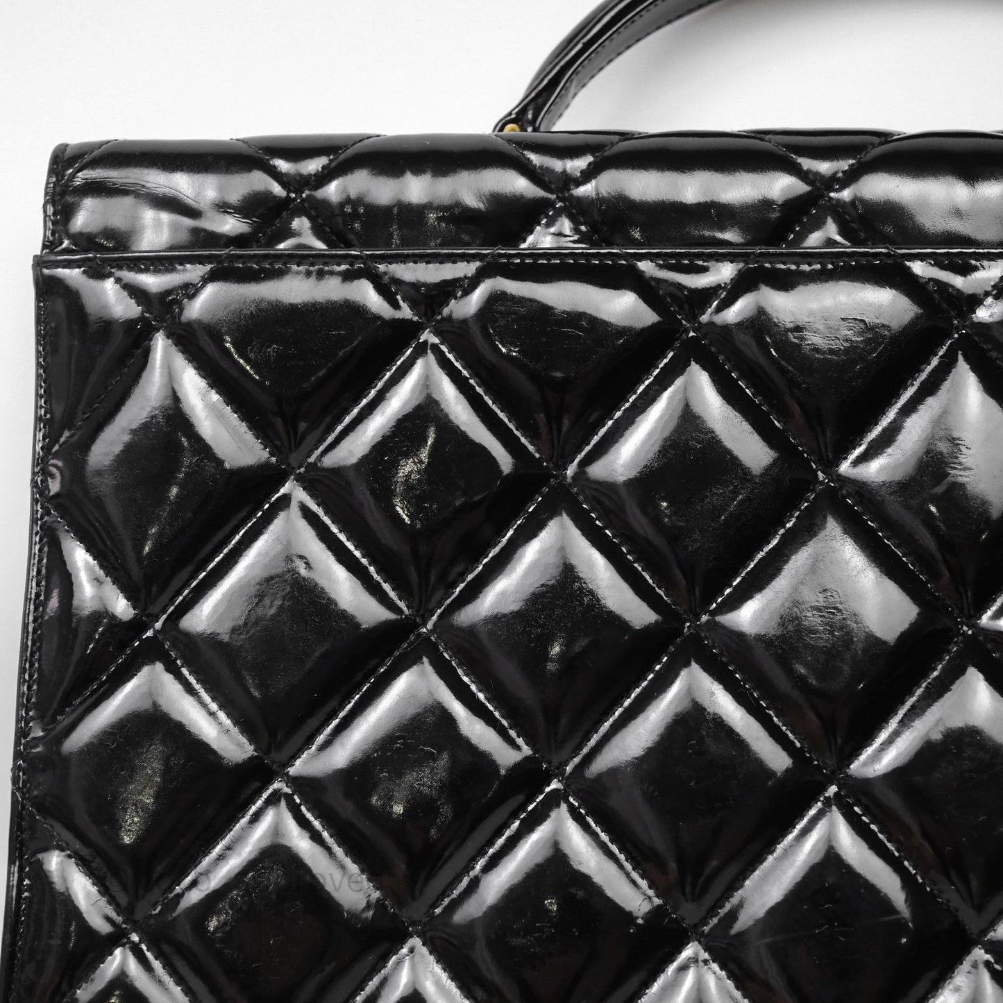Chanel Vintage Black Patent Handbag 24K Gold Hardware