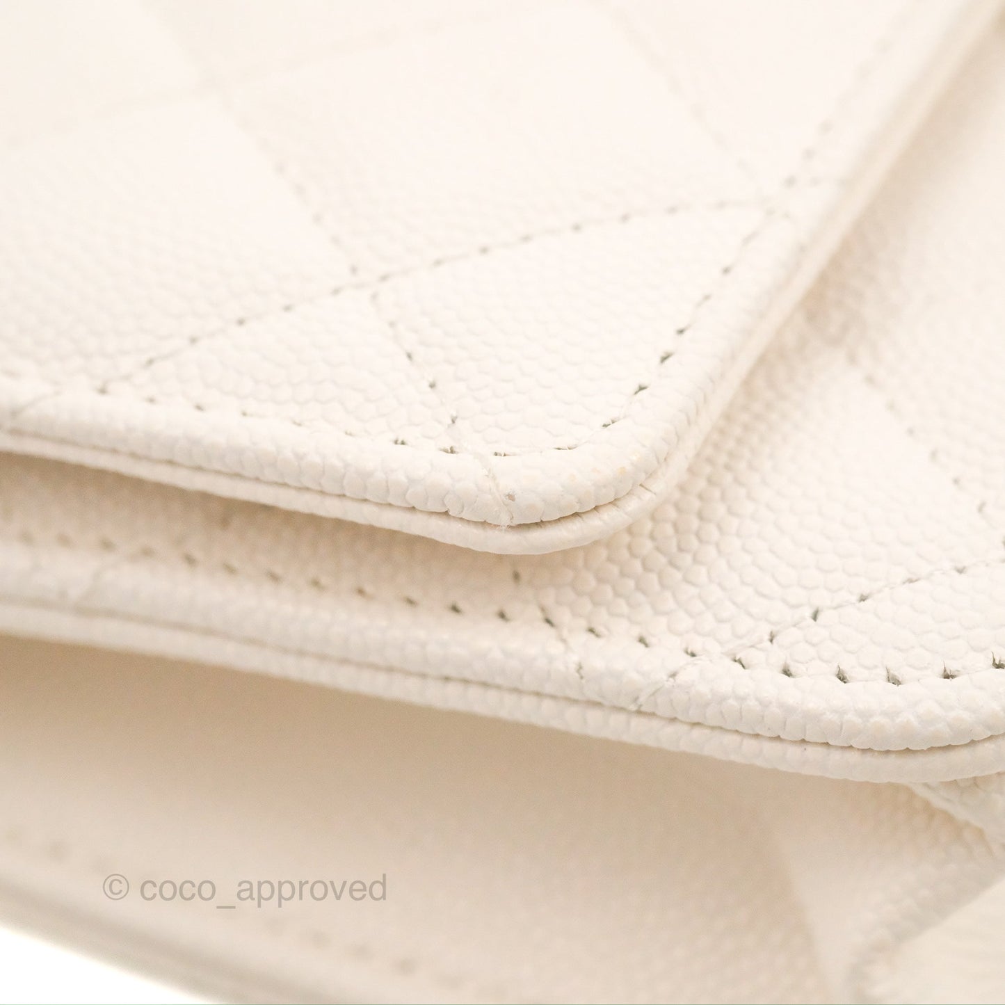 Chanel Quilted WOC White Caviar Gold Hardware With Charms