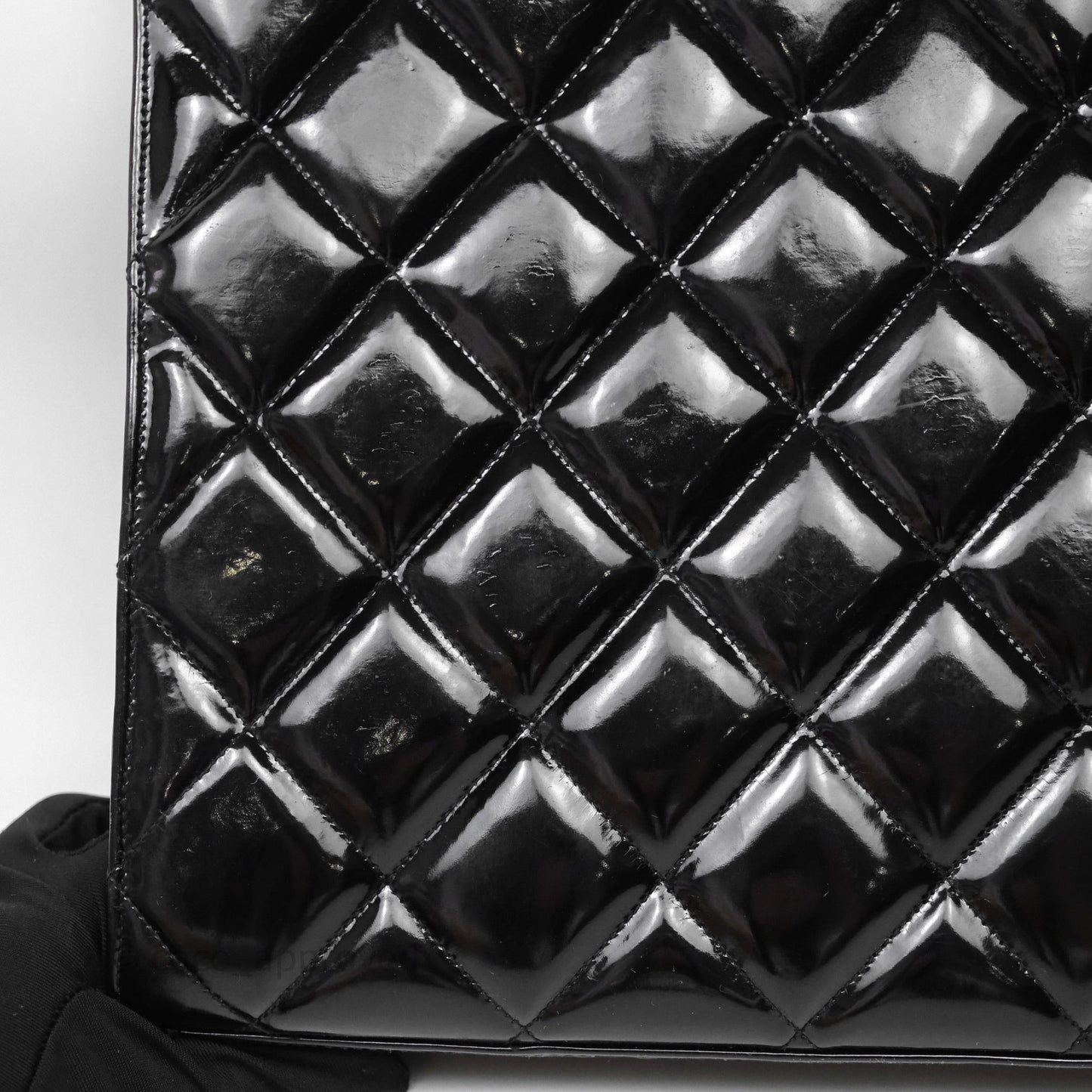 Chanel Vintage Black Patent Handbag 24K Gold Hardware