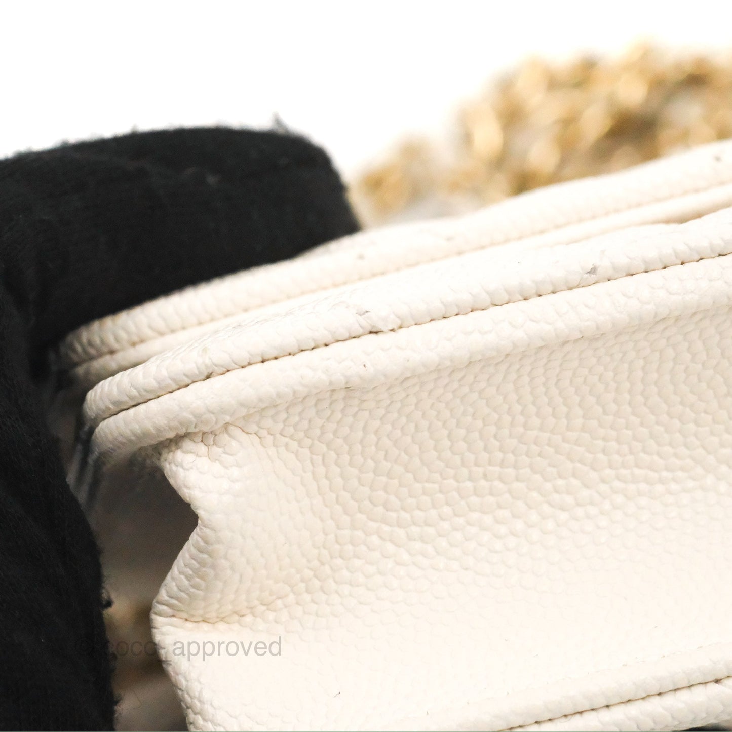 Chanel Quilted WOC White Caviar Gold Hardware With Charms