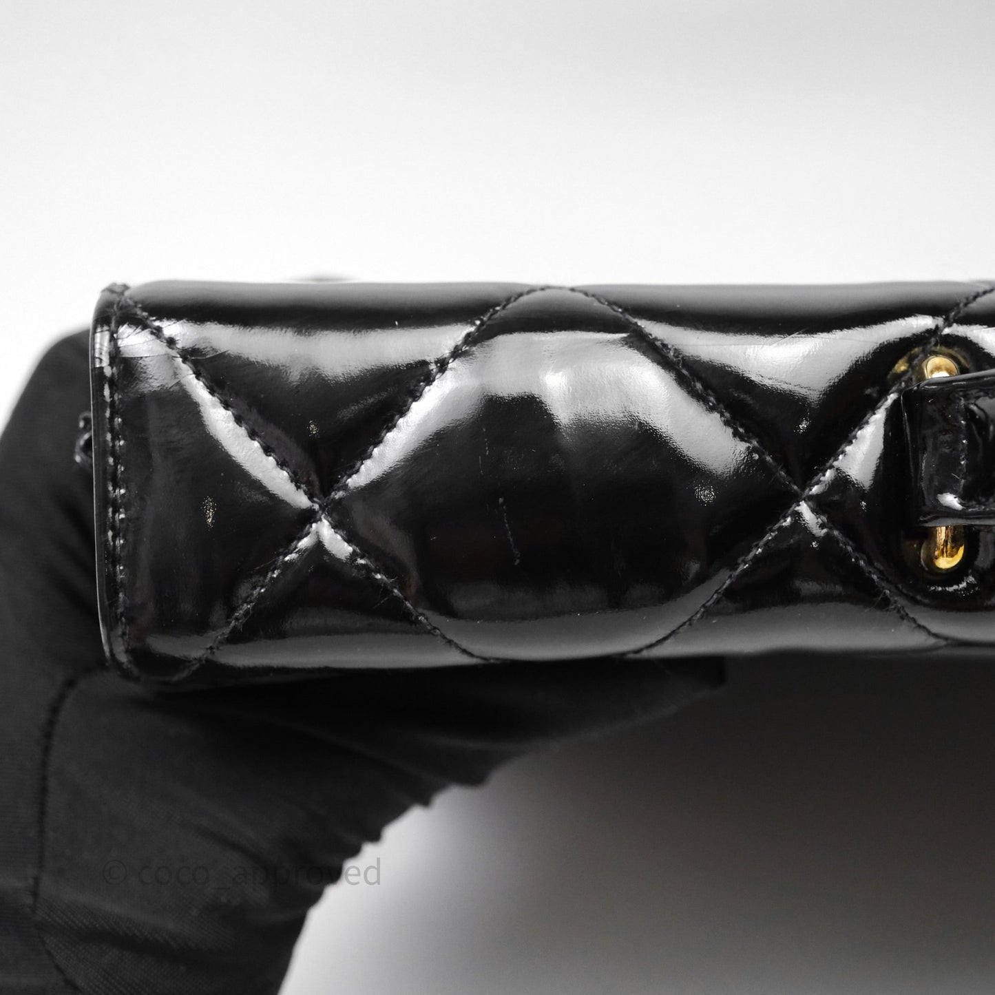 Chanel Vintage Black Patent Handbag 24K Gold Hardware