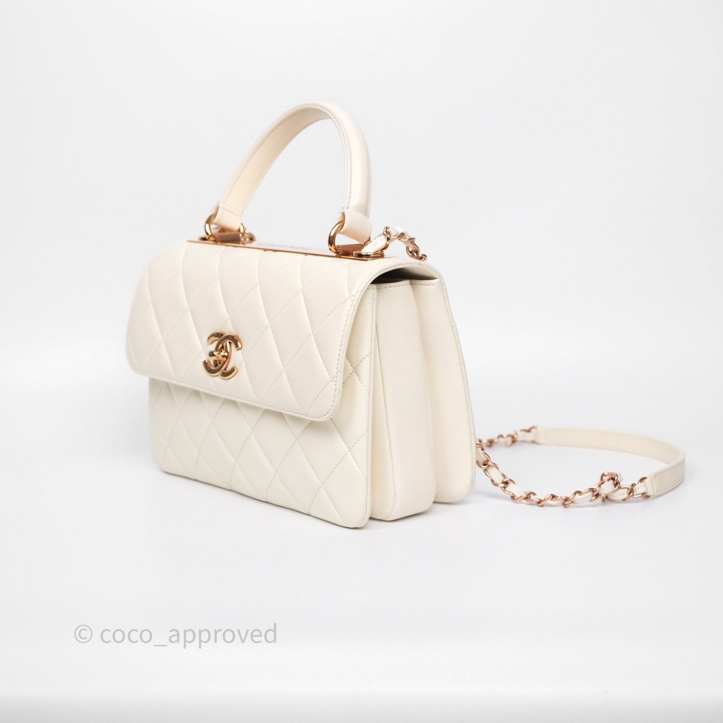Chanel Small Trendy CC Ivory White Lambskin Rose Gold Hardware