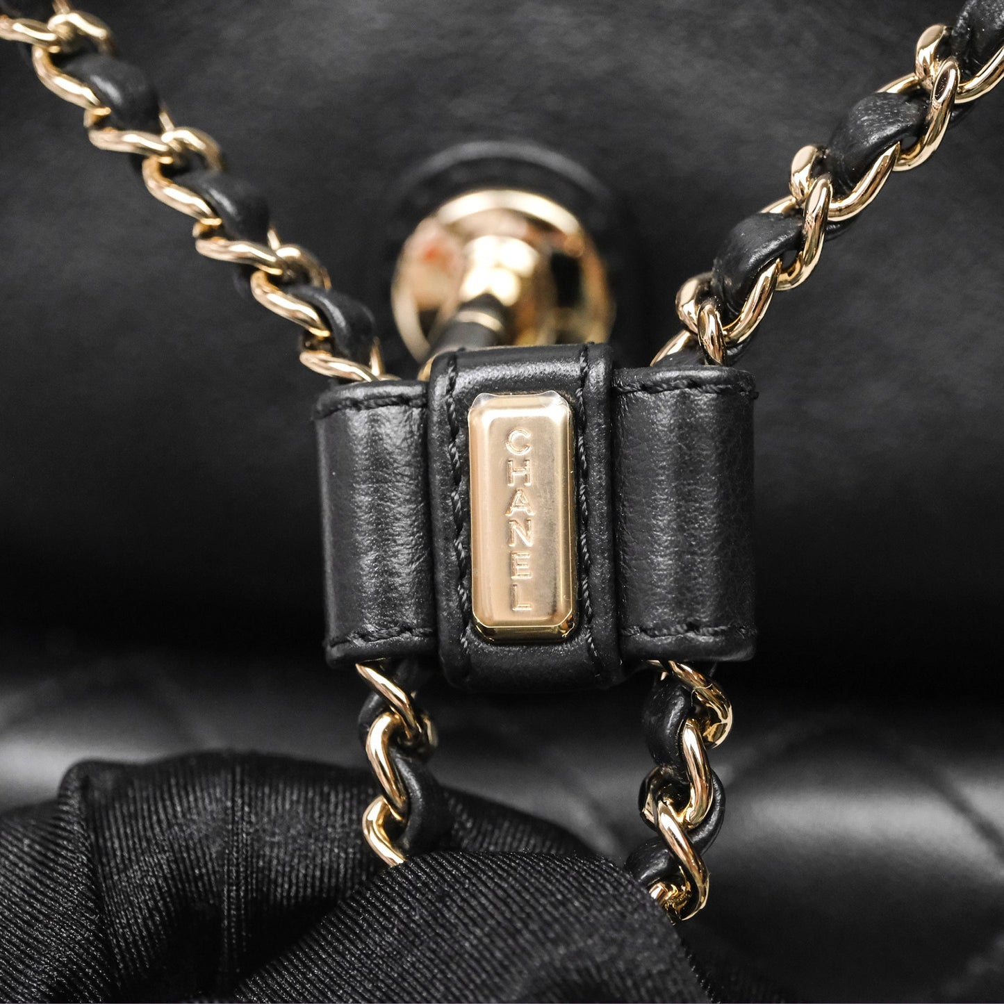Chanel Quilted Large Duma Drawstring Backpack Black Calfskin