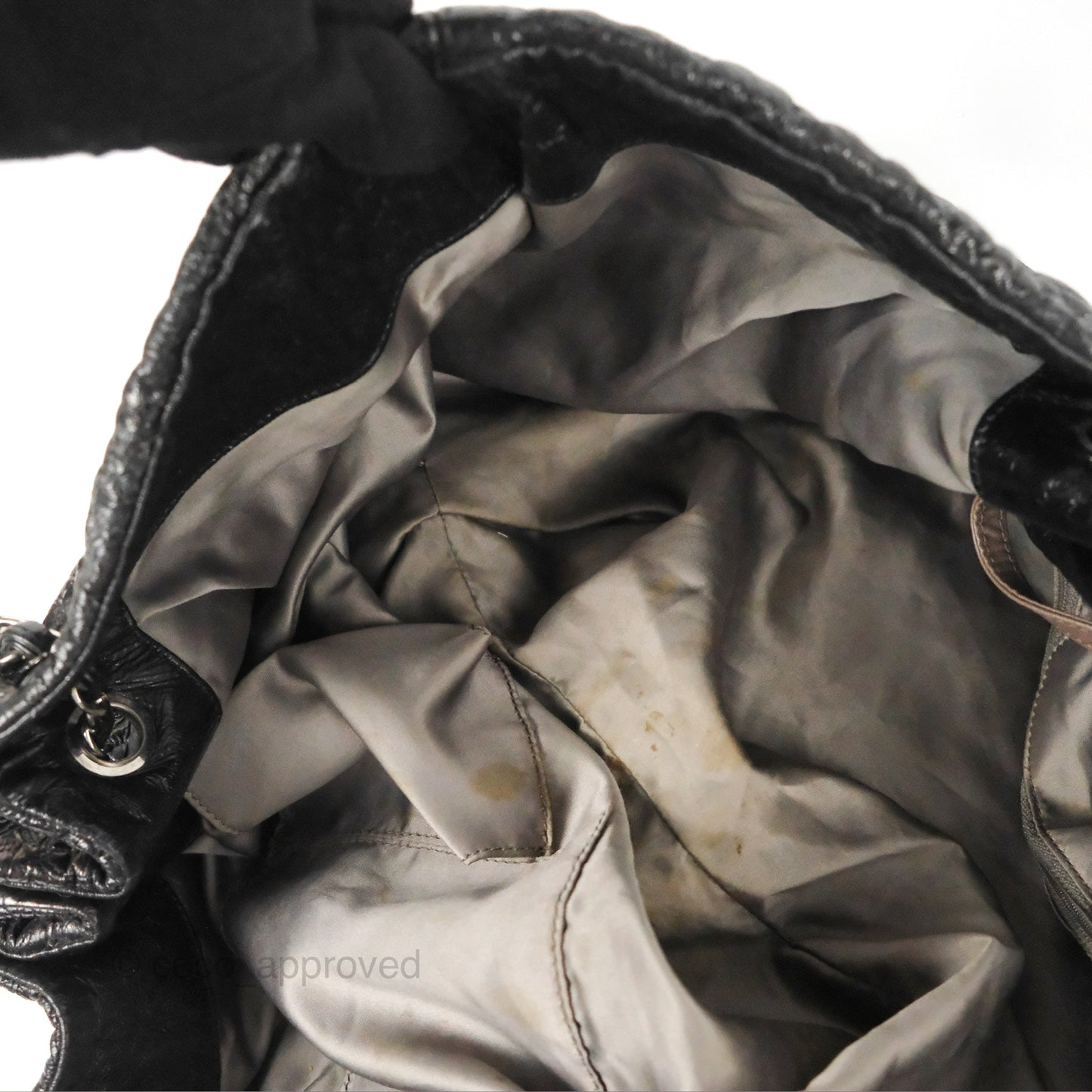 Chanel Rock In Moscow Tot Bag Black Glazed Crumpled Leather Silver Hardware