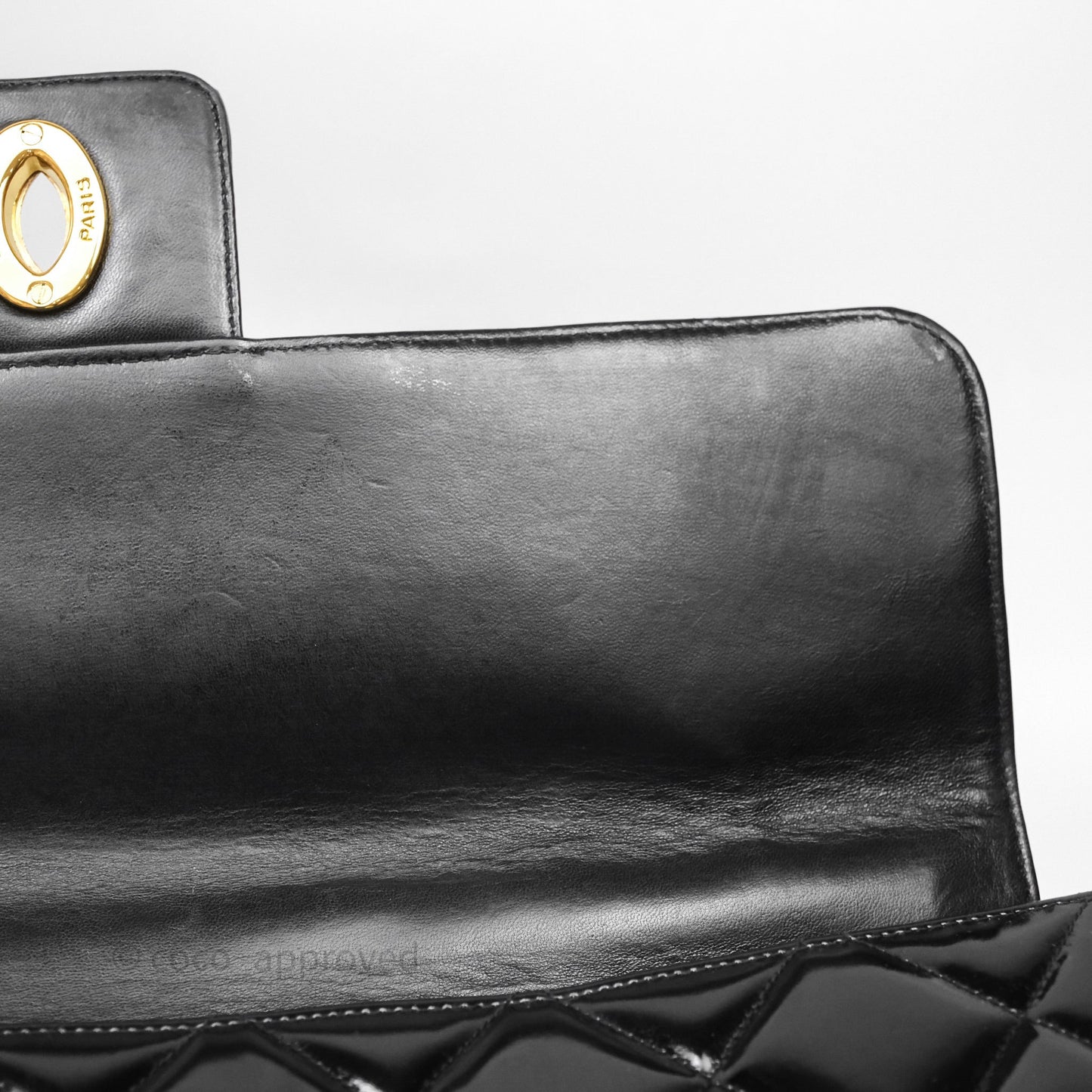 Chanel Vintage Black Patent Handbag 24K Gold Hardware
