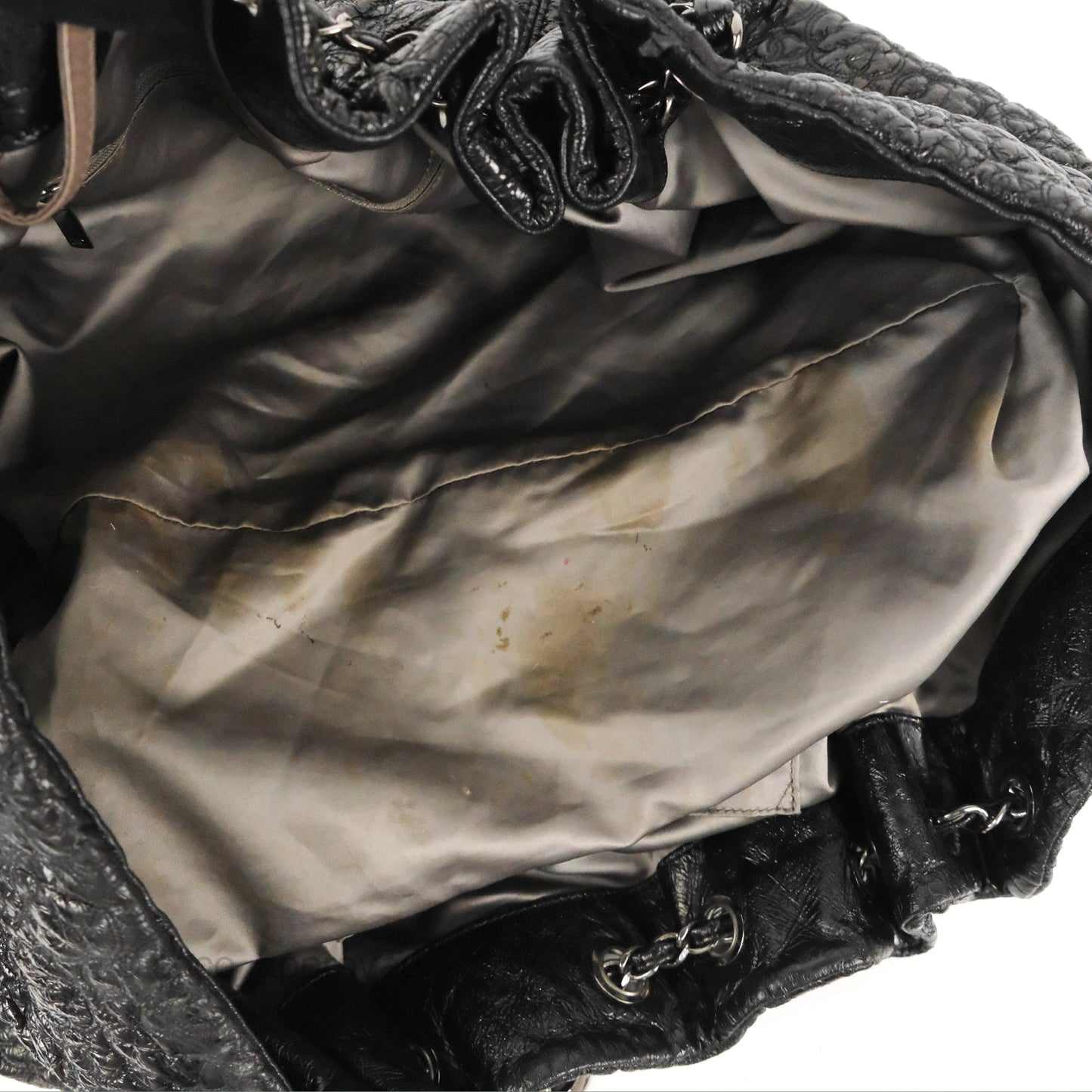 Chanel Rock In Moscow Tot Bag Black Glazed Crumpled Leather Silver Hardware