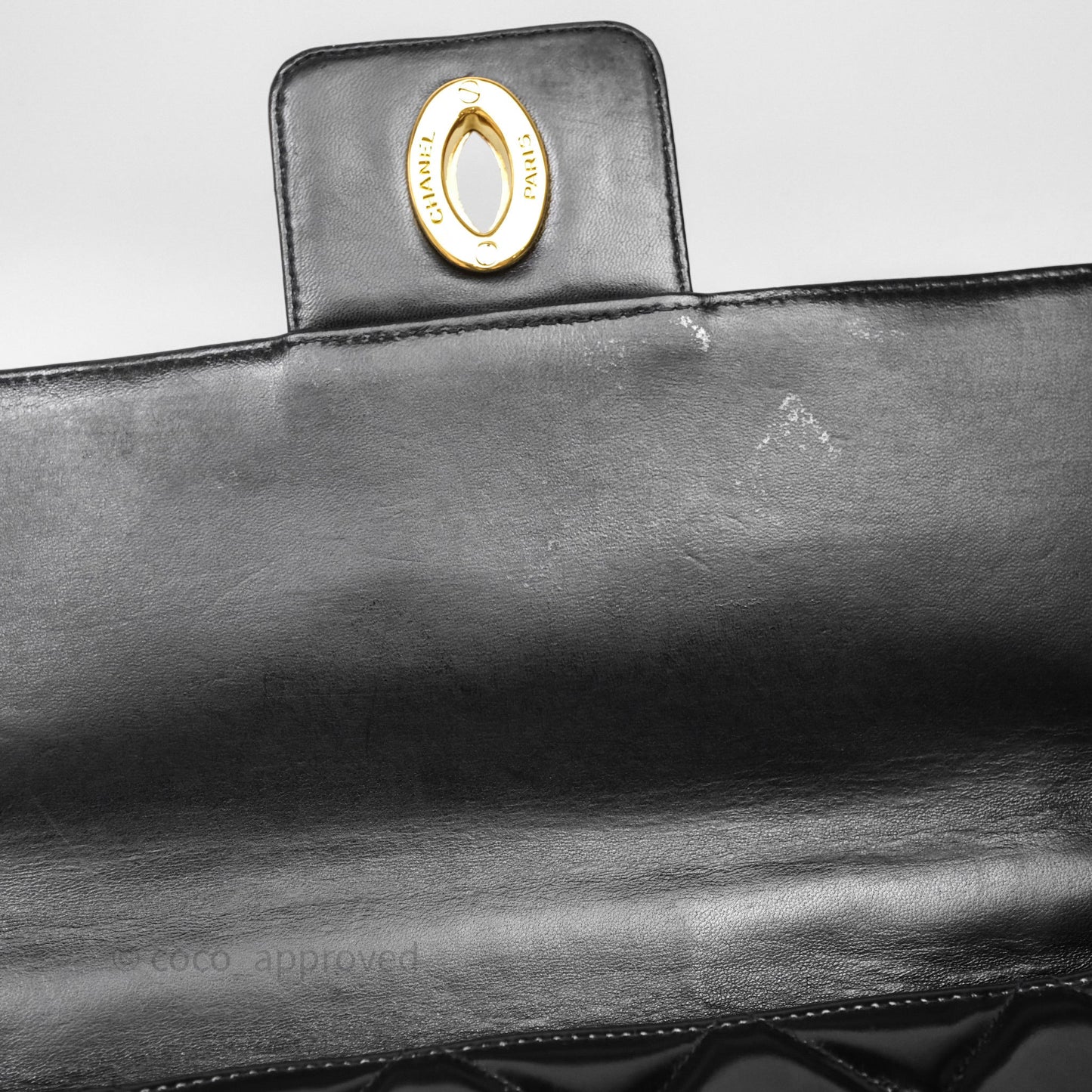 Chanel Vintage Black Patent Handbag 24K Gold Hardware