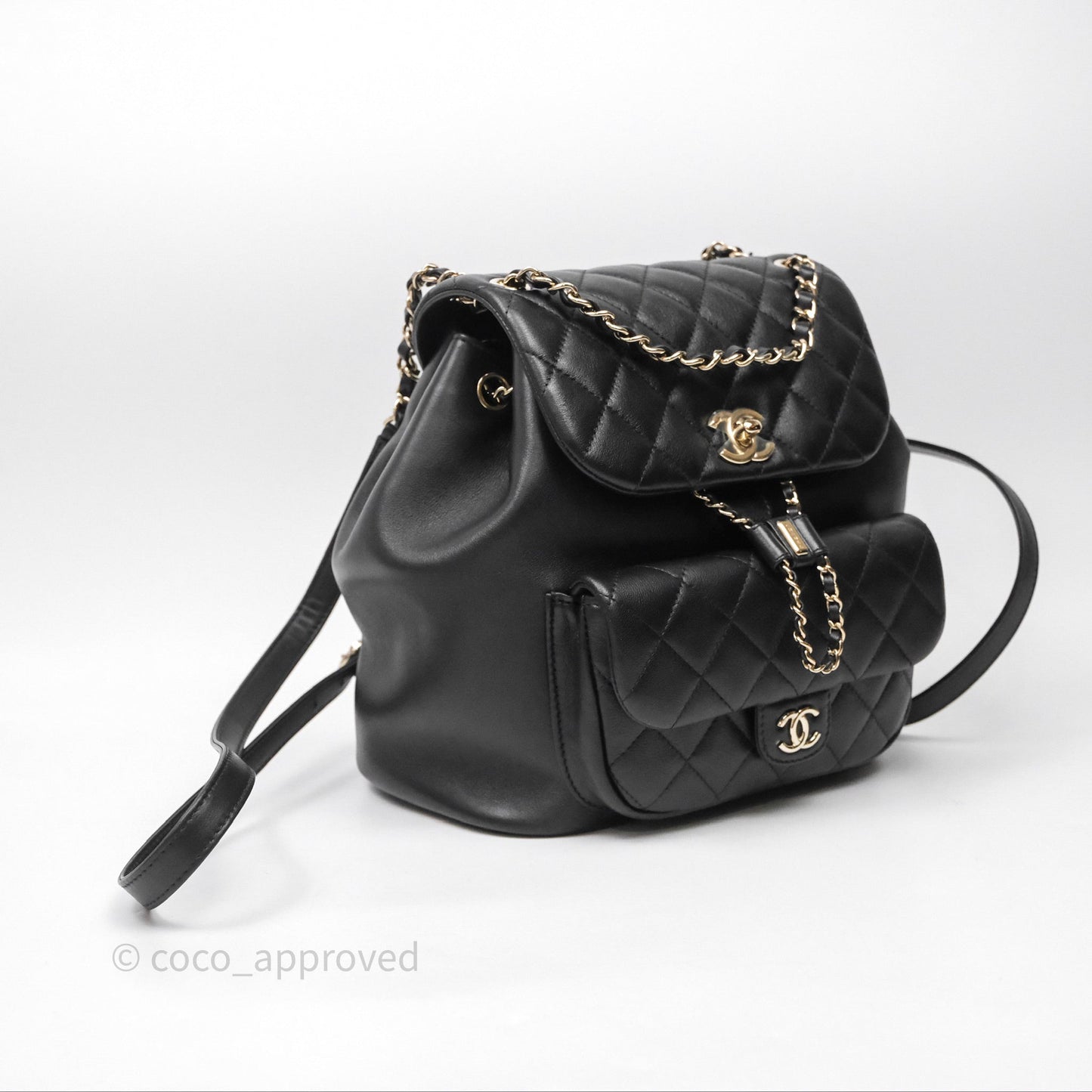 Chanel Quilted Large Duma Drawstring Backpack Black Calfskin