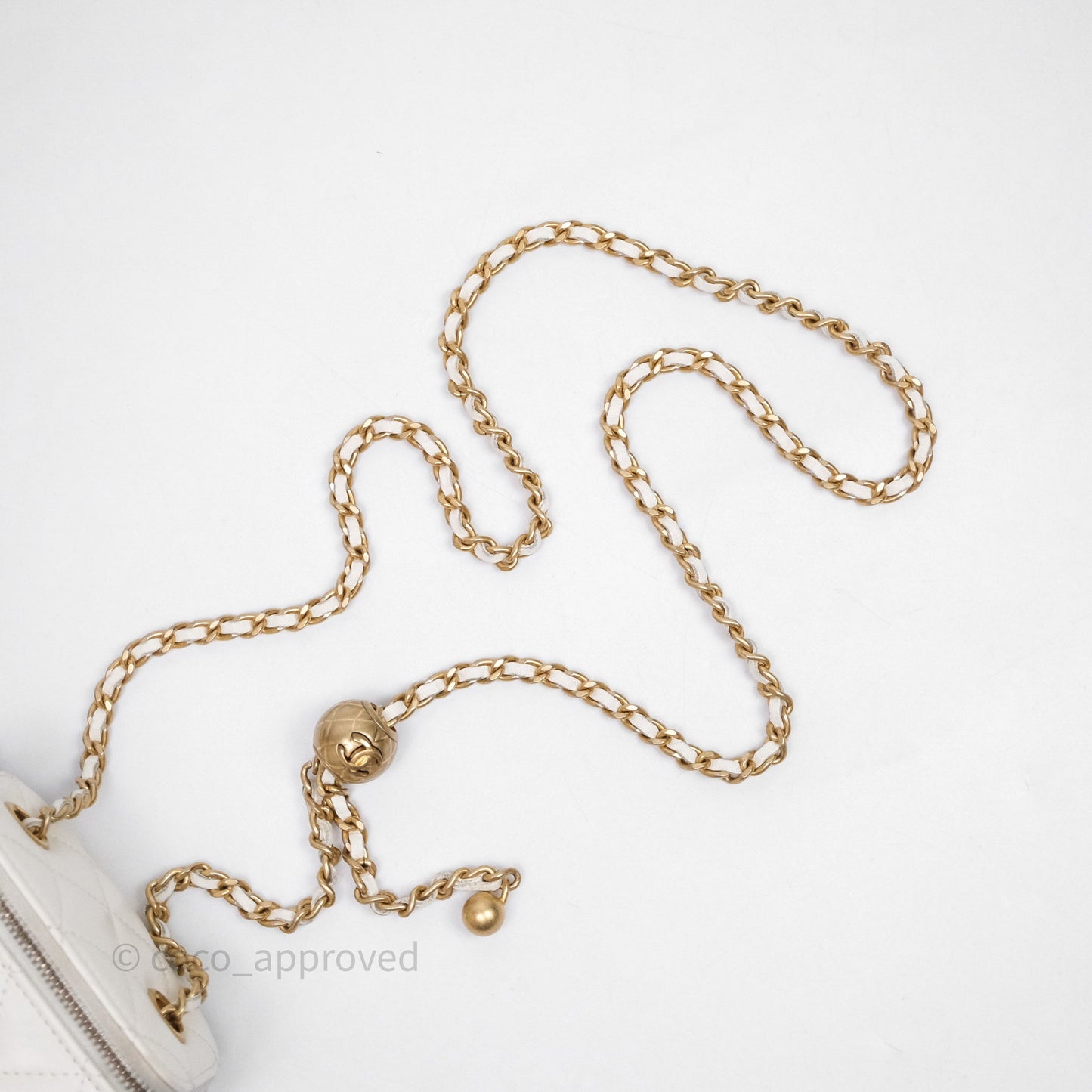 Chanel Mini Pearl Crush Vanity With Chain White Aged Gold Hardware