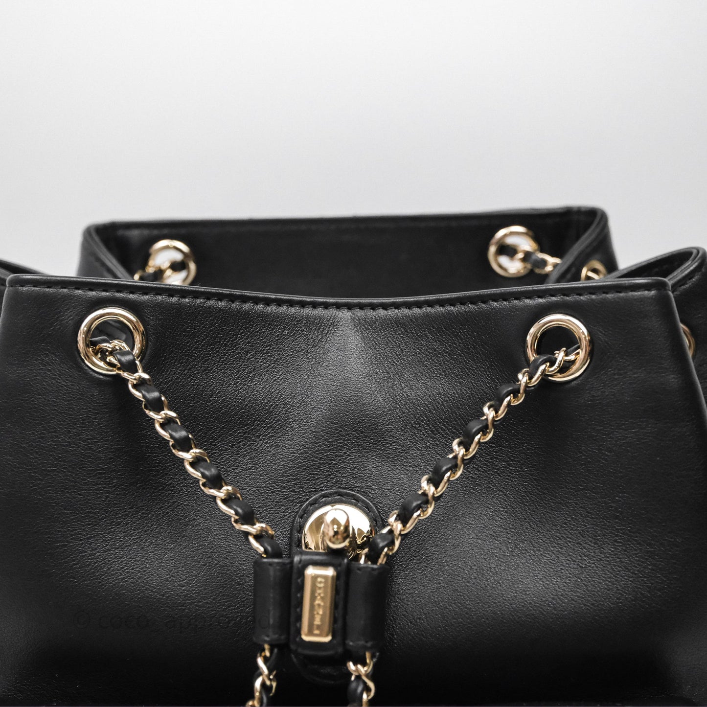 Chanel Quilted Large Duma Drawstring Backpack Black Calfskin