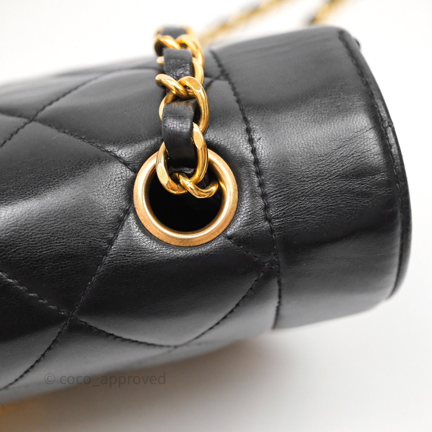 Chanel Vintage Quilted Small Classic Diana Flap Bag Black Lambskin 24K Gold Hardware