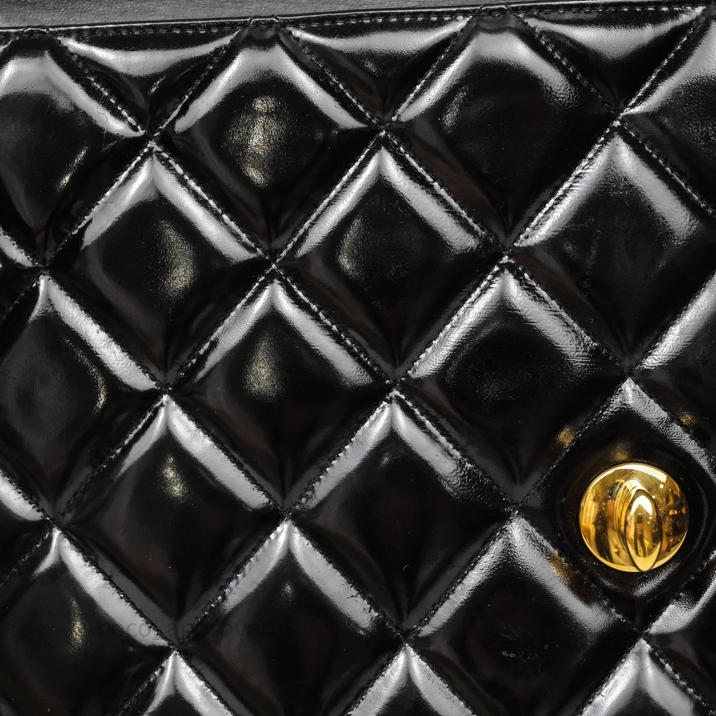 Chanel Vintage Black Patent Handbag 24K Gold Hardware