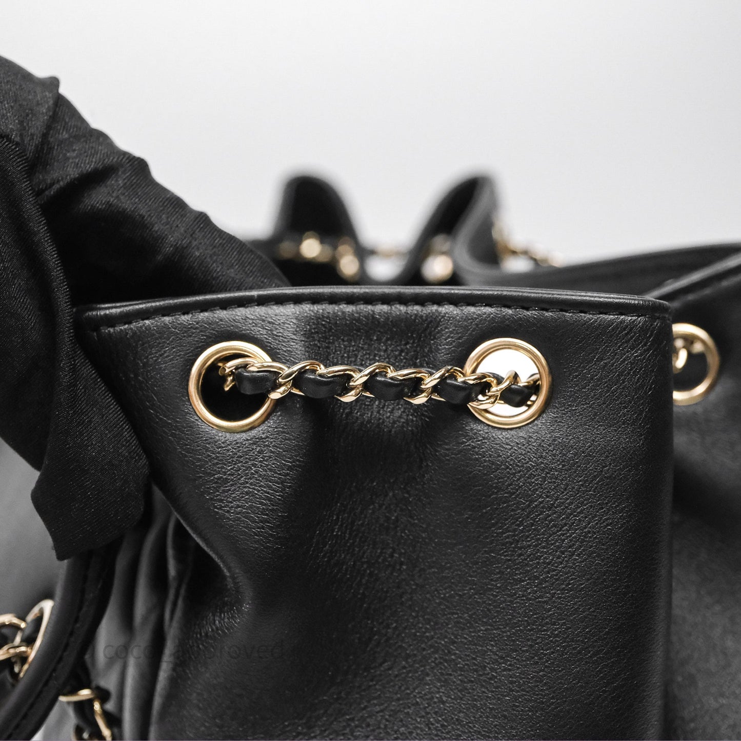 Chanel Quilted Large Duma Drawstring Backpack Black Calfskin