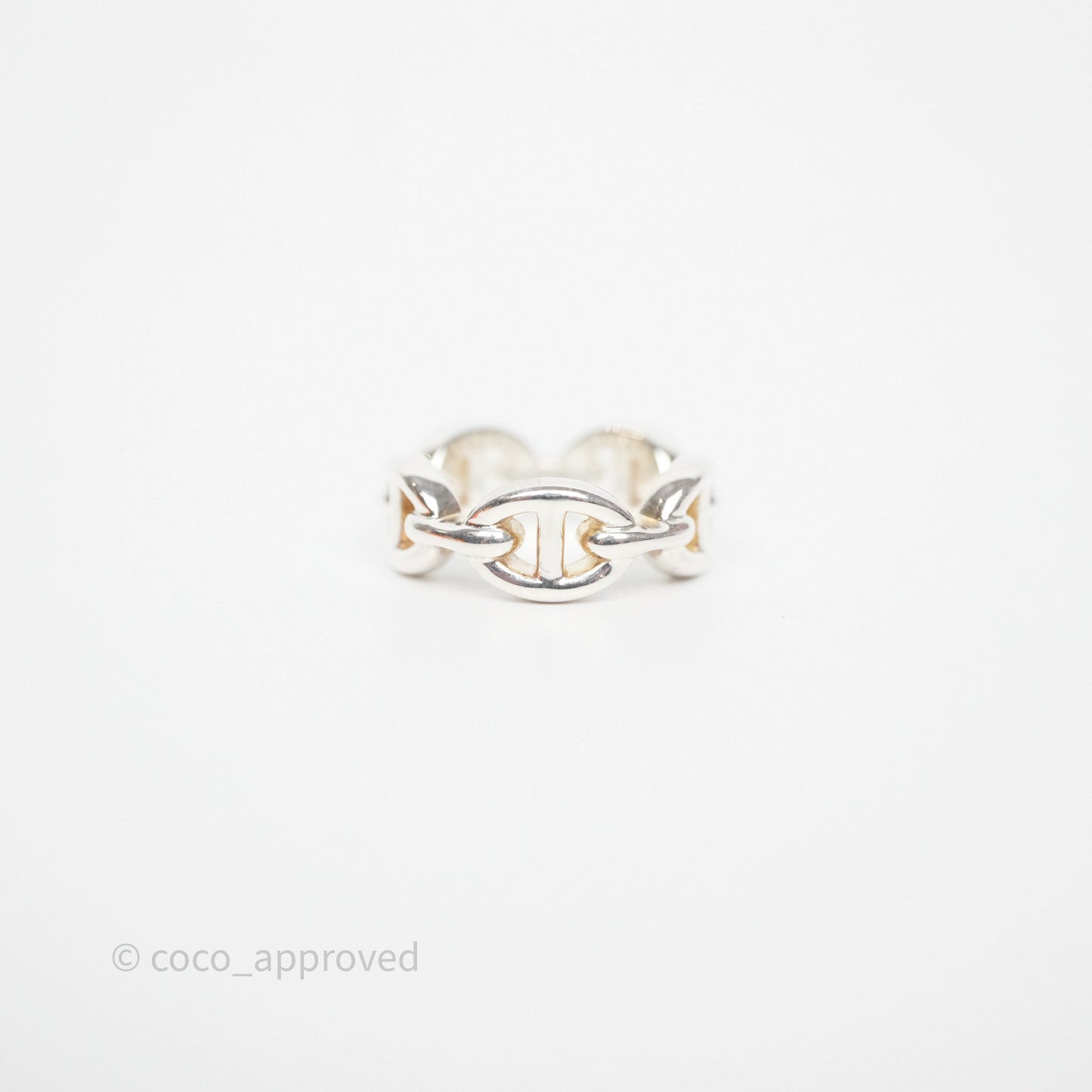 Hermès Sterling Silver PM Chaine d'Ancre Enchainee Band Ring Size 47