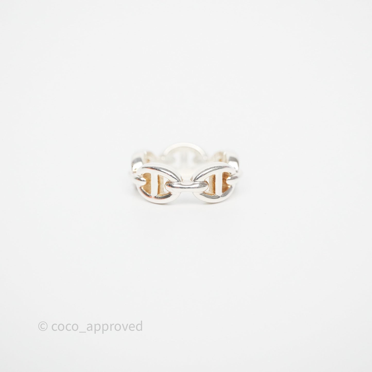 Hermès Sterling Silver PM Chaine d'Ancre Enchainee Band Ring Size 47