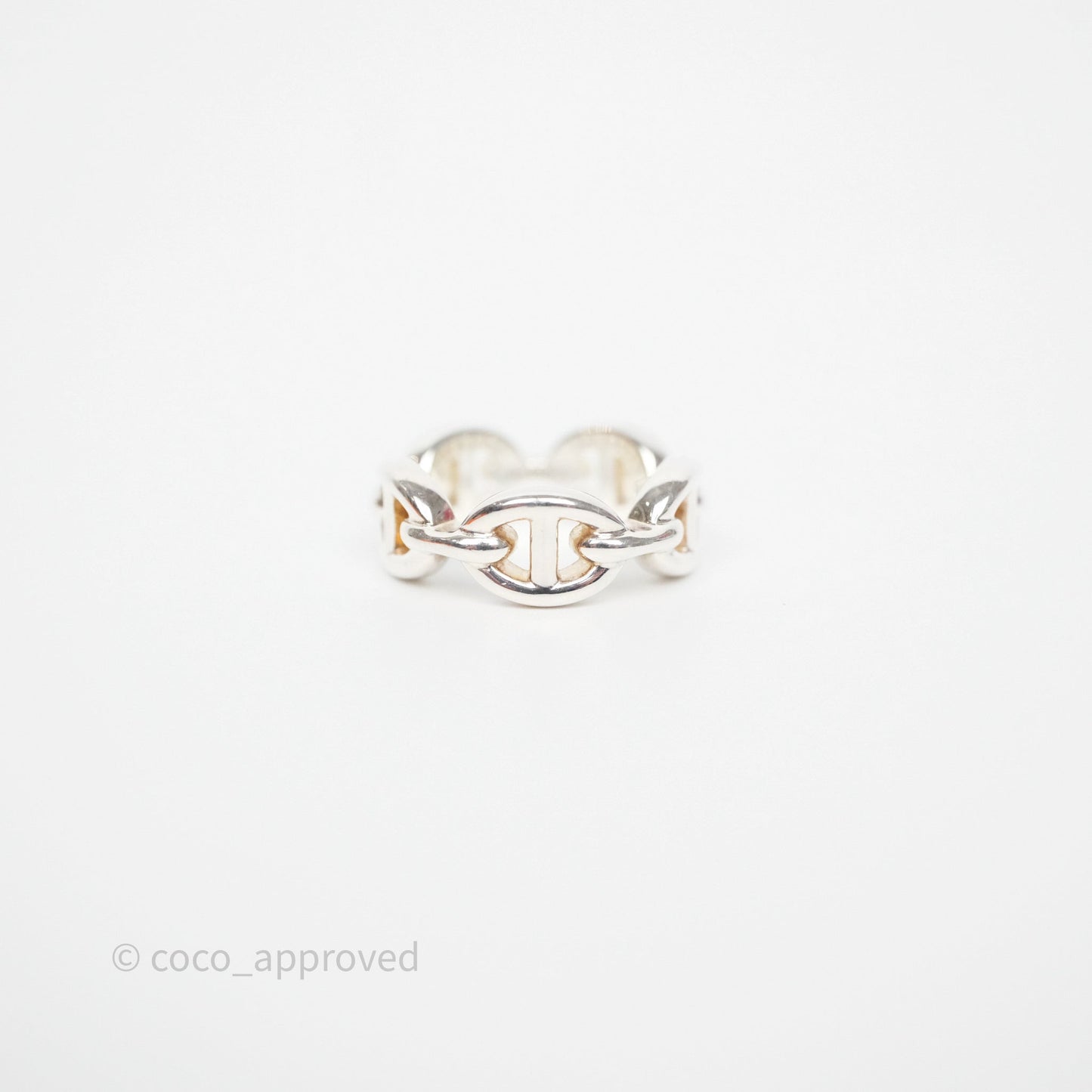 Hermès Sterling Silver PM Chaine d'Ancre Enchainee Band Ring Size 47