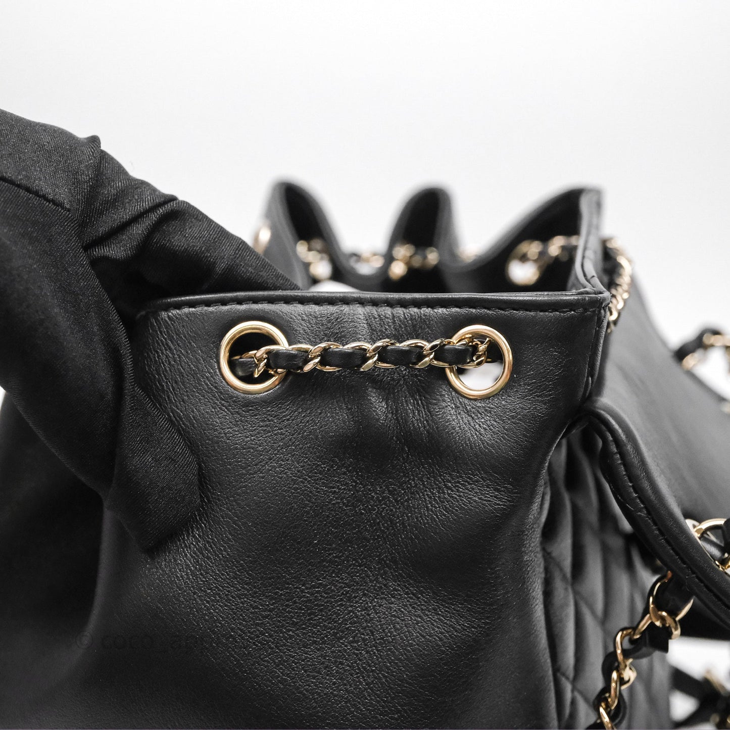 Chanel Quilted Large Duma Drawstring Backpack Black Calfskin