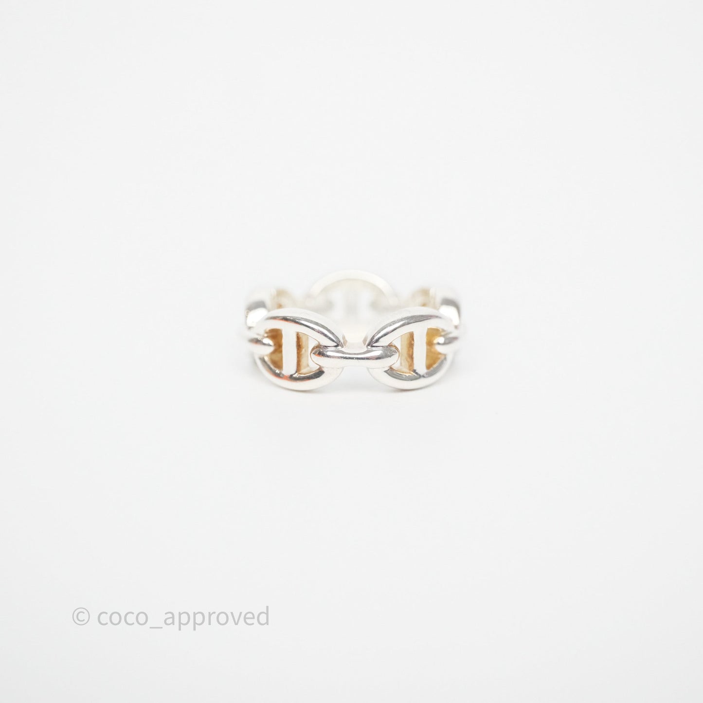 Hermès Sterling Silver PM Chaine d'Ancre Enchainee Band Ring Size 47