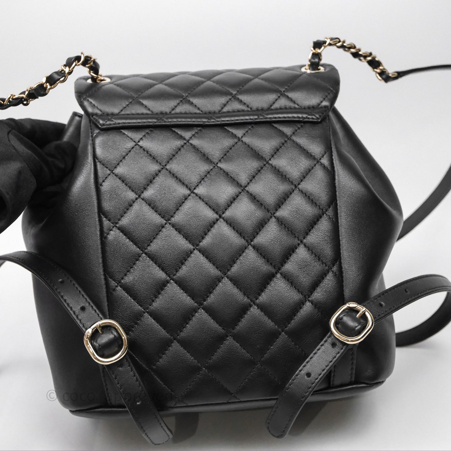 Chanel Quilted Large Duma Drawstring Backpack Black Calfskin