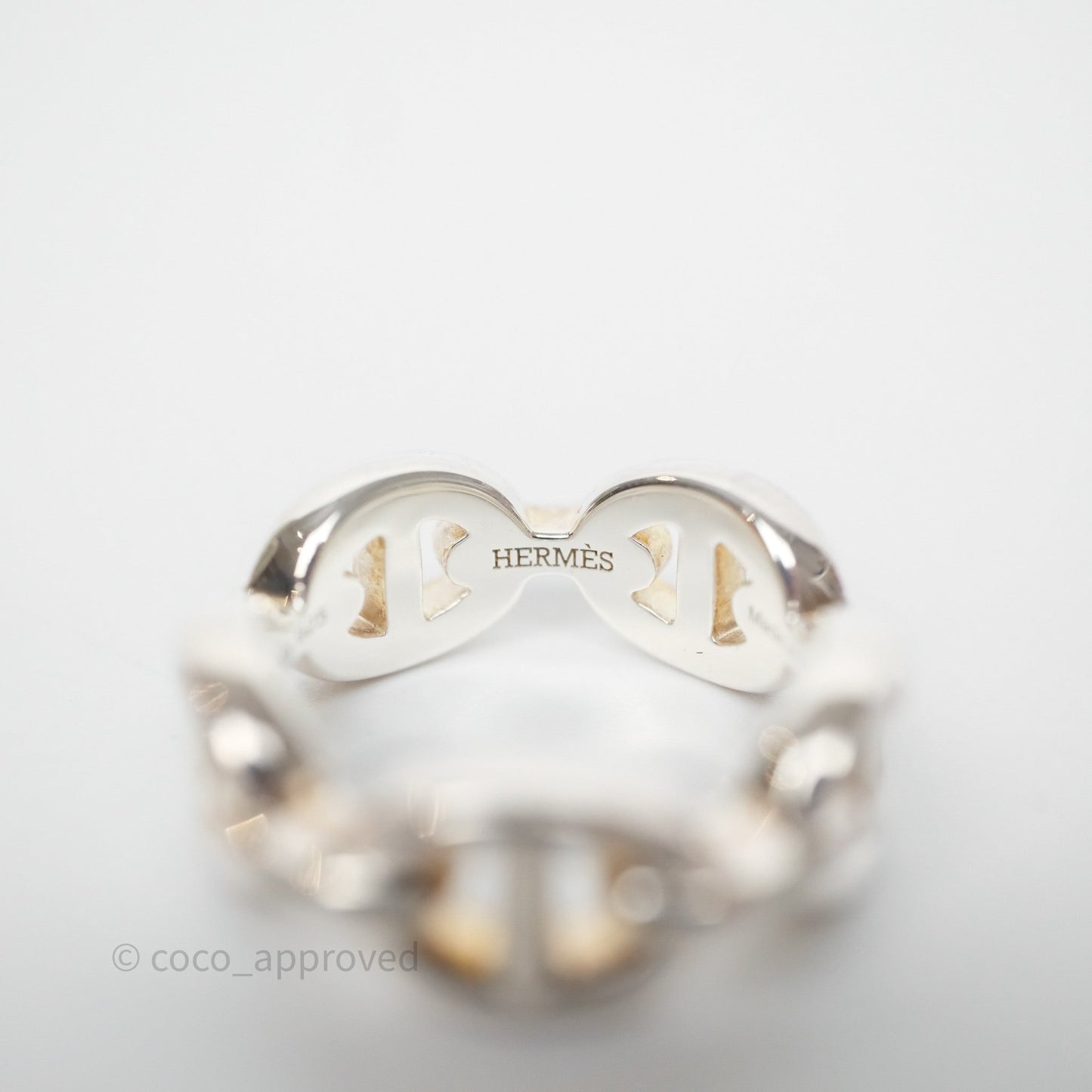 Hermès Sterling Silver PM Chaine d'Ancre Enchainee Band Ring Size 47