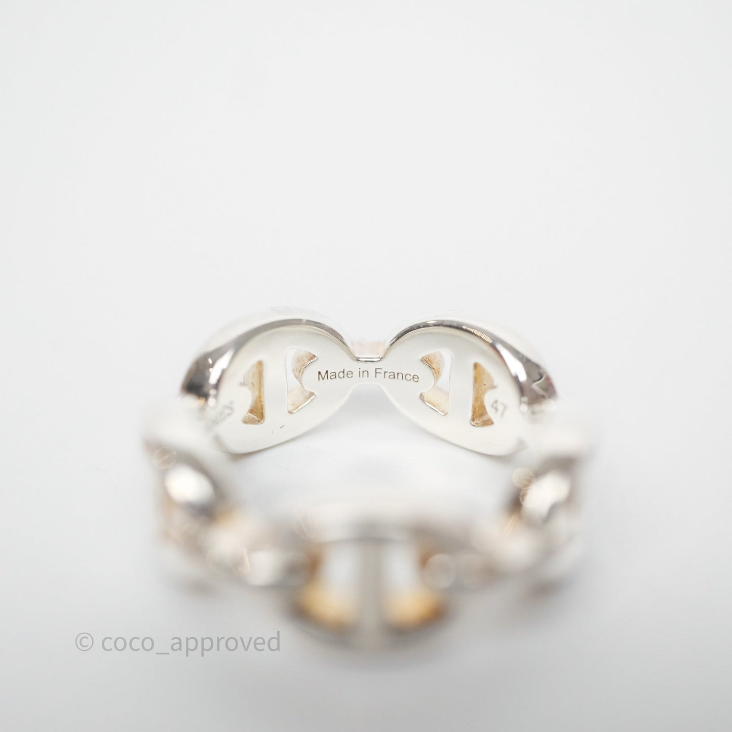 Hermès Sterling Silver PM Chaine d'Ancre Enchainee Band Ring Size 47