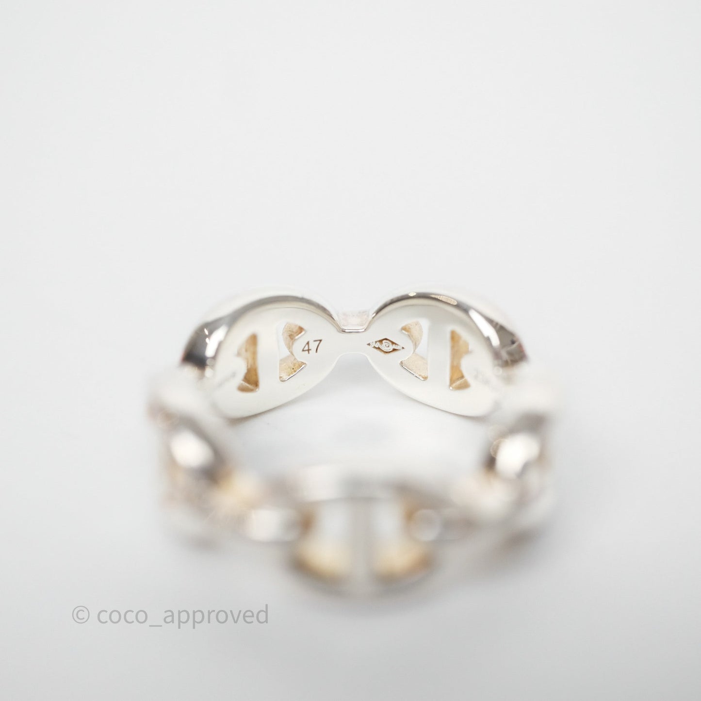 Hermès Sterling Silver PM Chaine d'Ancre Enchainee Band Ring Size 47
