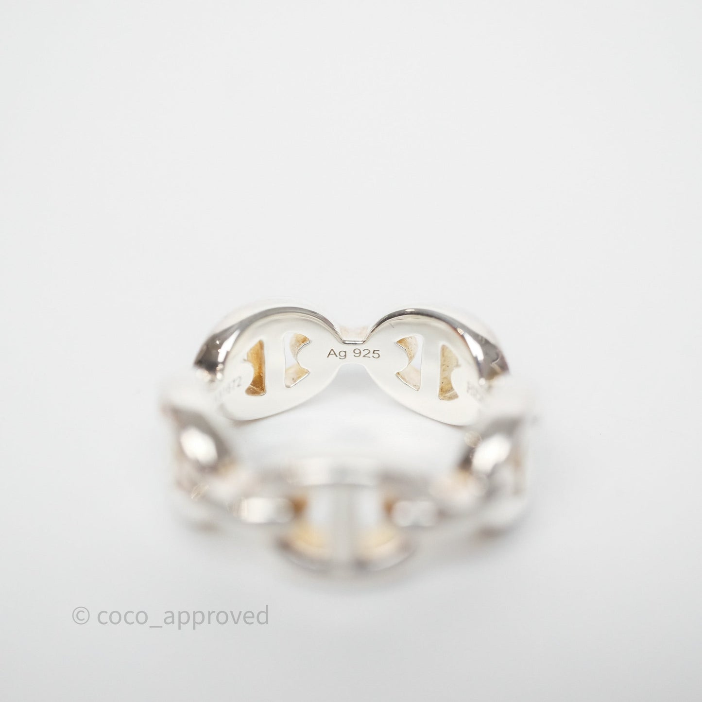 Hermès Sterling Silver PM Chaine d'Ancre Enchainee Band Ring Size 47