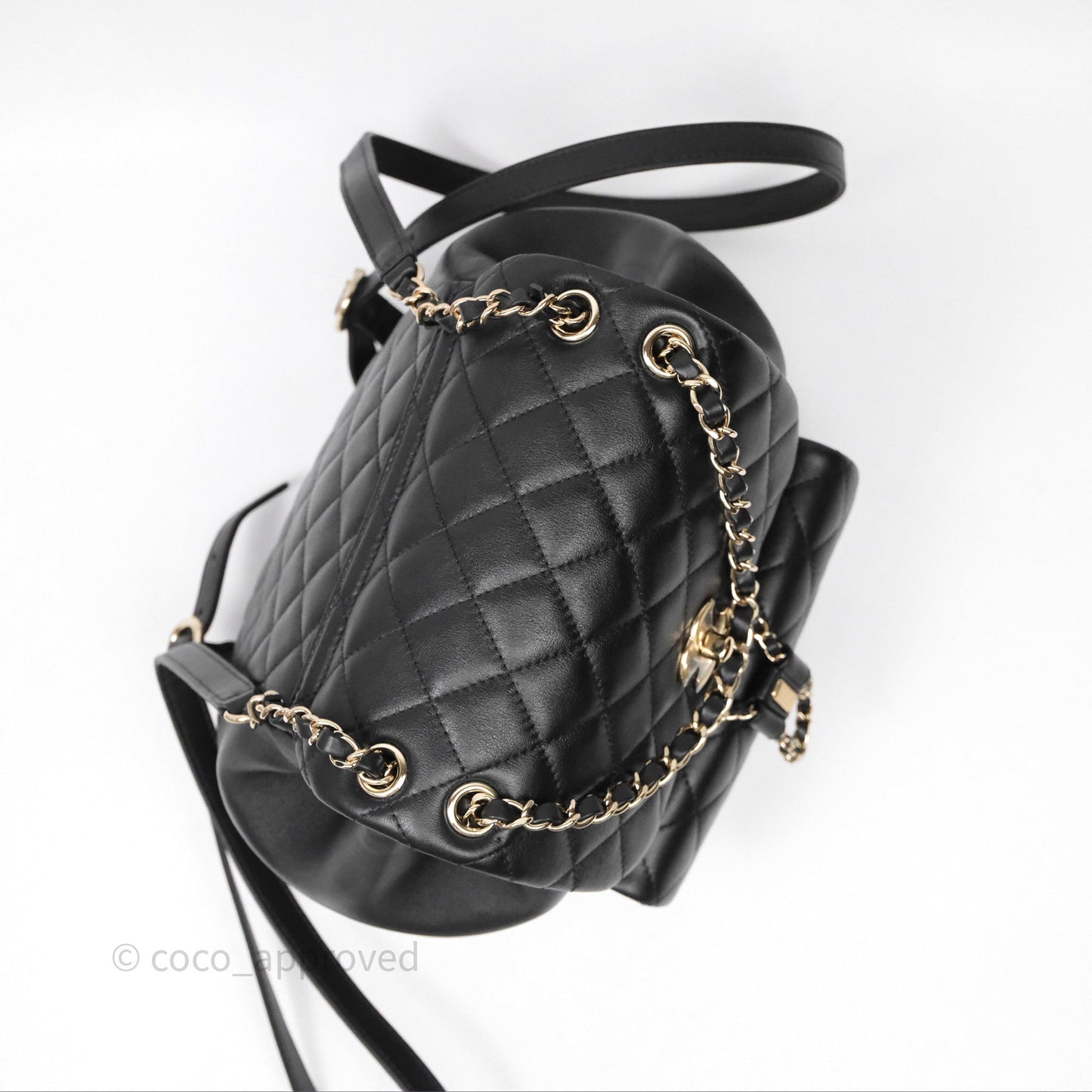 Chanel Quilted Large Duma Drawstring Backpack Black Calfskin