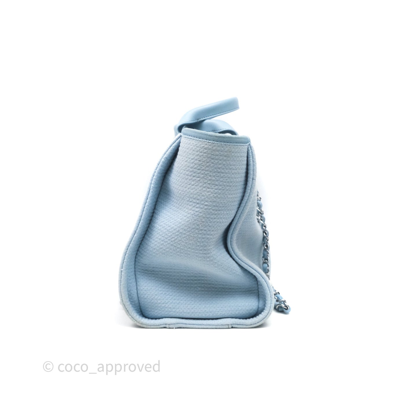 Chanel New Small Deauville Tote Blue Canvas Silver Hardware