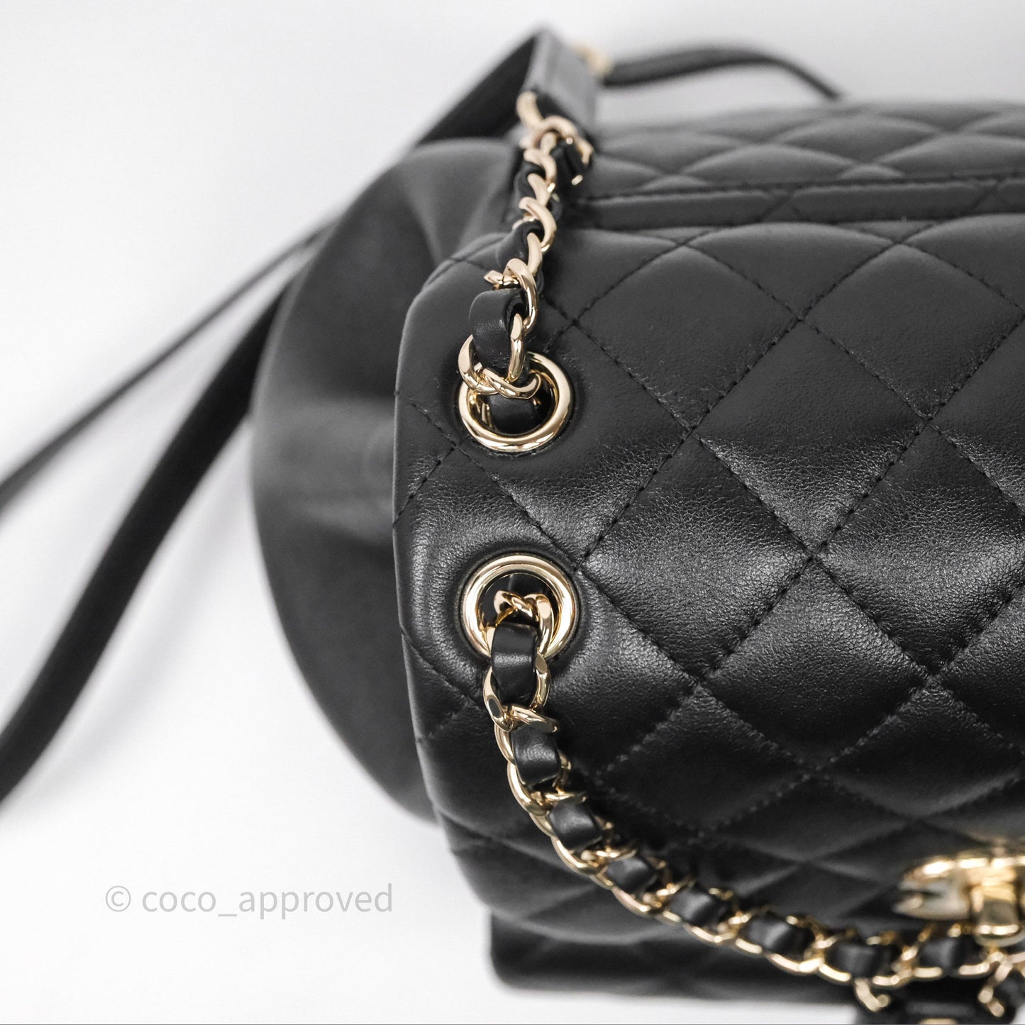 Chanel Quilted Large Duma Drawstring Backpack Black Calfskin