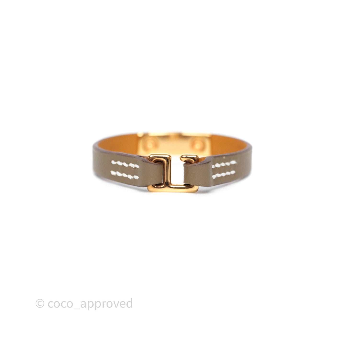 Hermès Rivale Mini Bracelet Etoupe 18 Swift Rose Gold Hardware