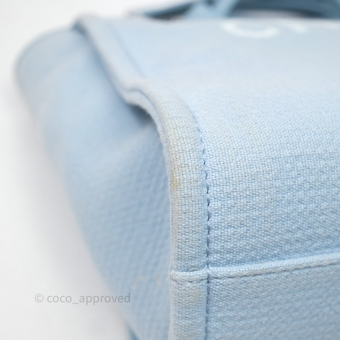 Chanel New Small Deauville Tote Blue Canvas Silver Hardware