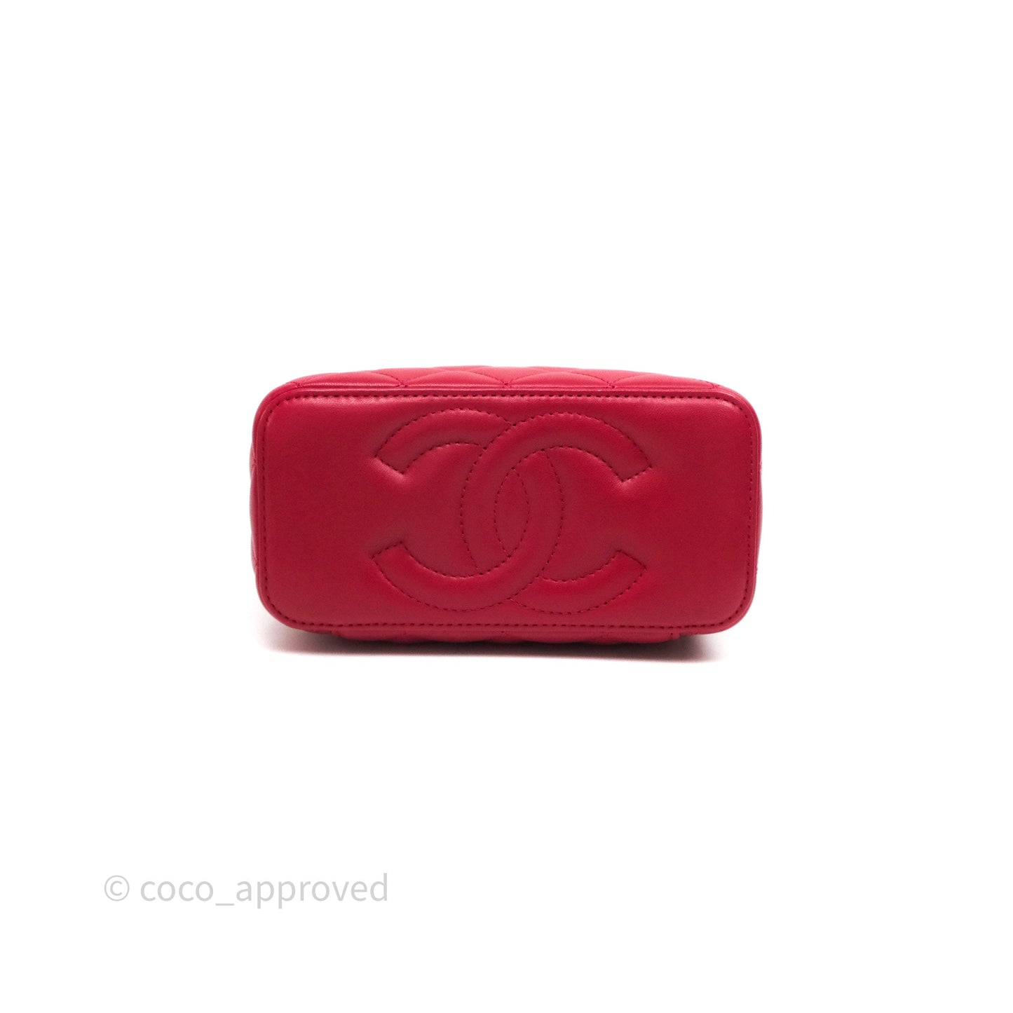 Chanel Logo Top Handle Vanity Rectangular Red Light Gold Hardware