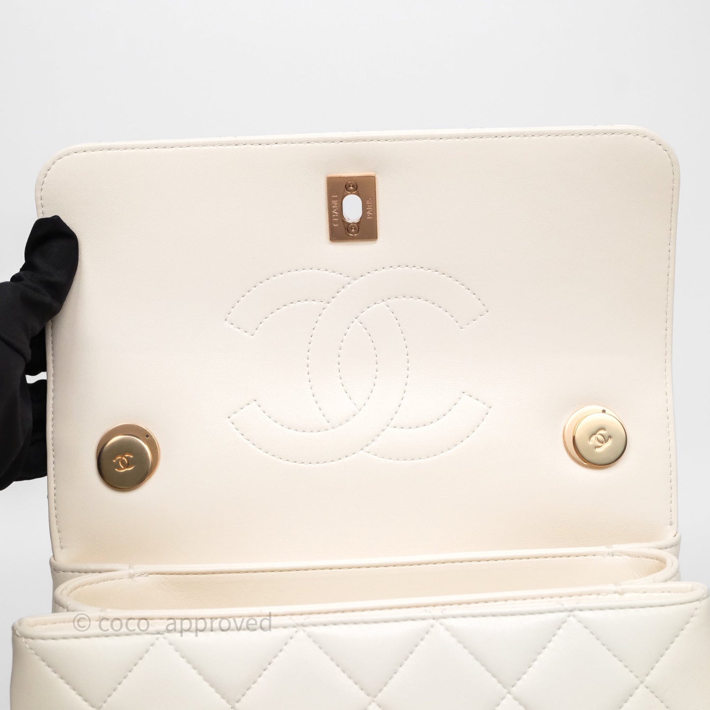Chanel Small Trendy CC Ivory White Lambskin Rose Gold Hardware