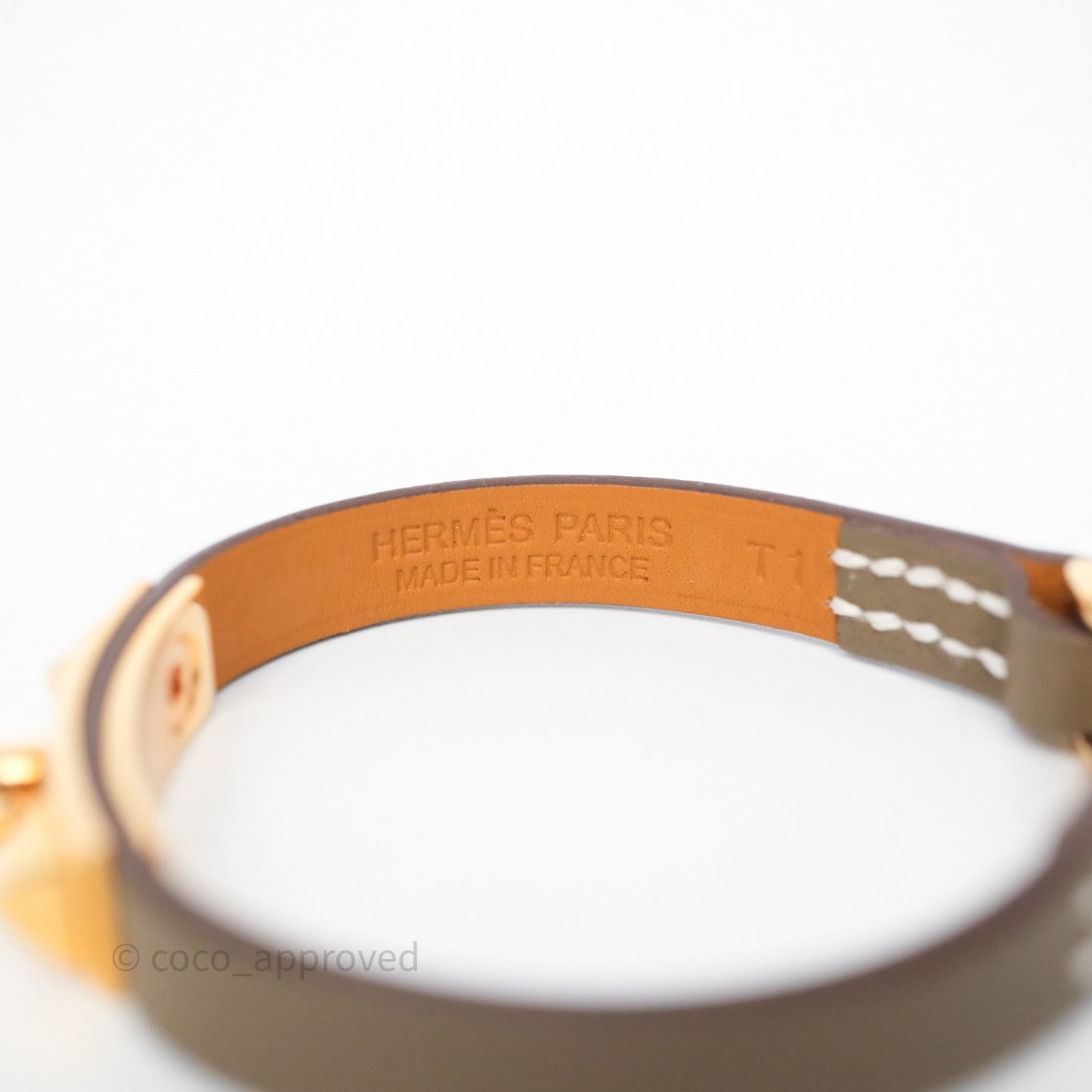 Hermès Rivale Mini Bracelet Etoupe 18 Swift Rose Gold Hardware