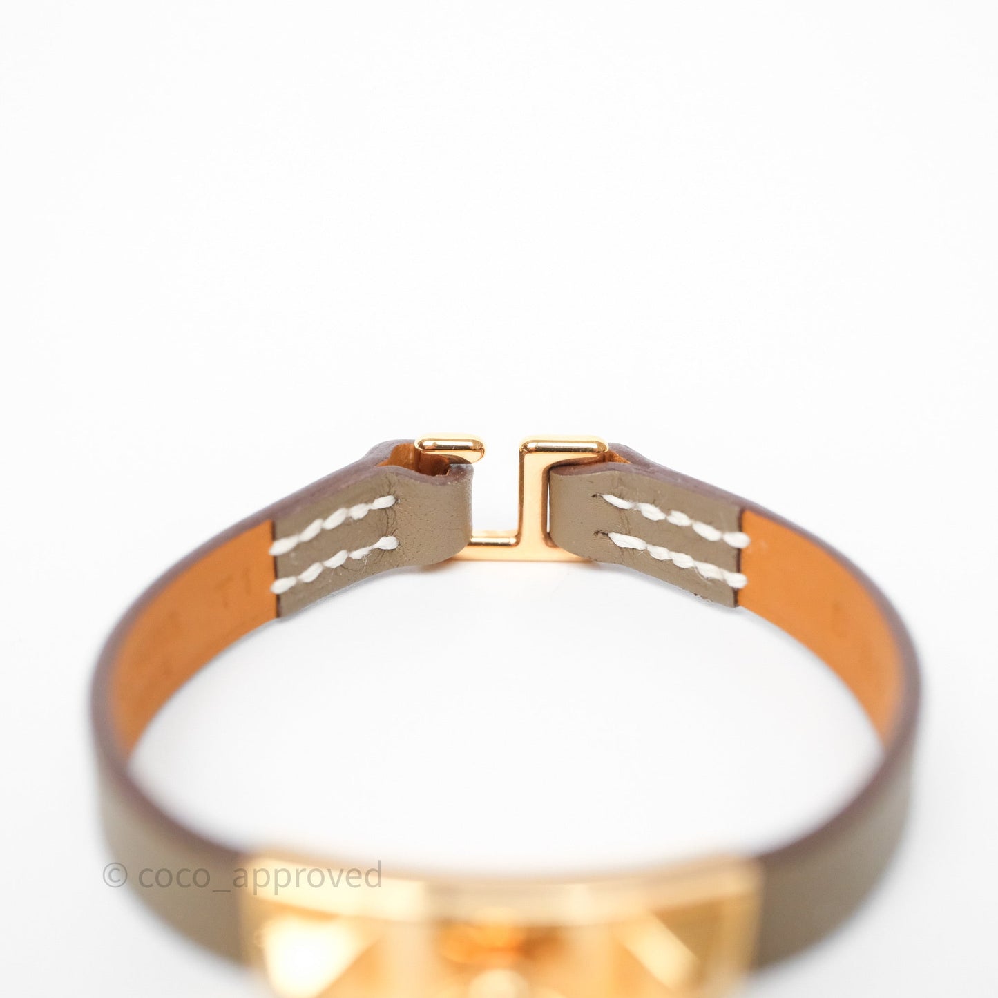Hermès Rivale Mini Bracelet Etoupe 18 Swift Rose Gold Hardware