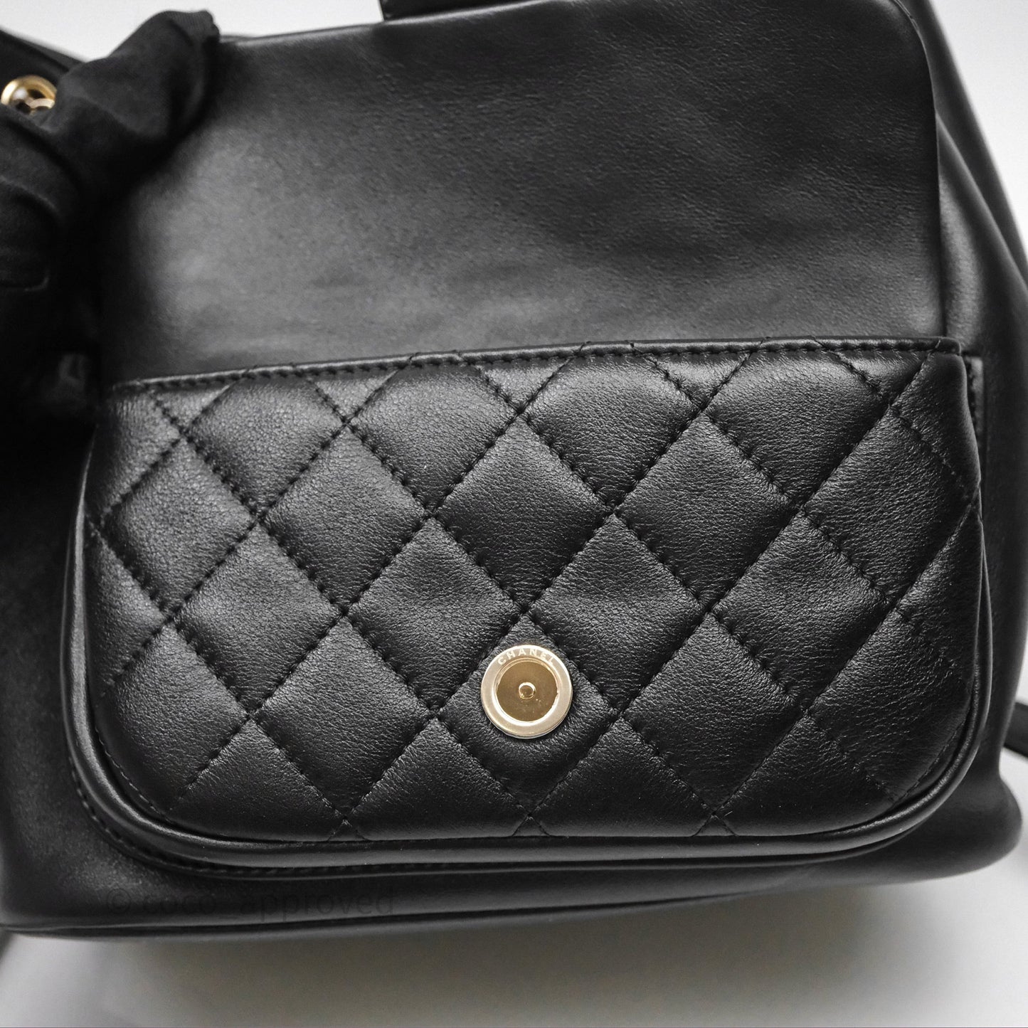 Chanel Quilted Large Duma Drawstring Backpack Black Calfskin