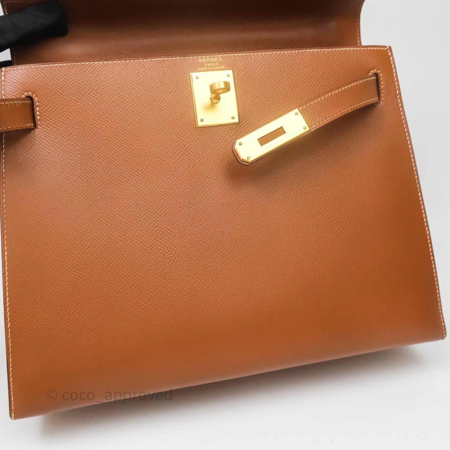 Hermès Kelly 28 Sellier Gold Courchevel Gold Hardware